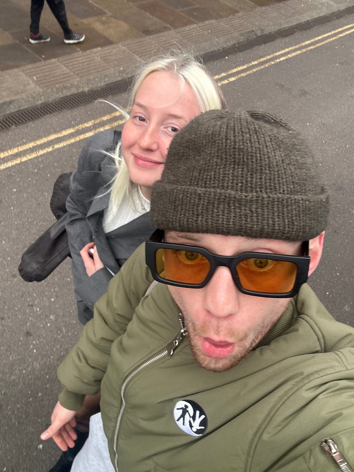 Selfie taken near Broadway Market café area in London