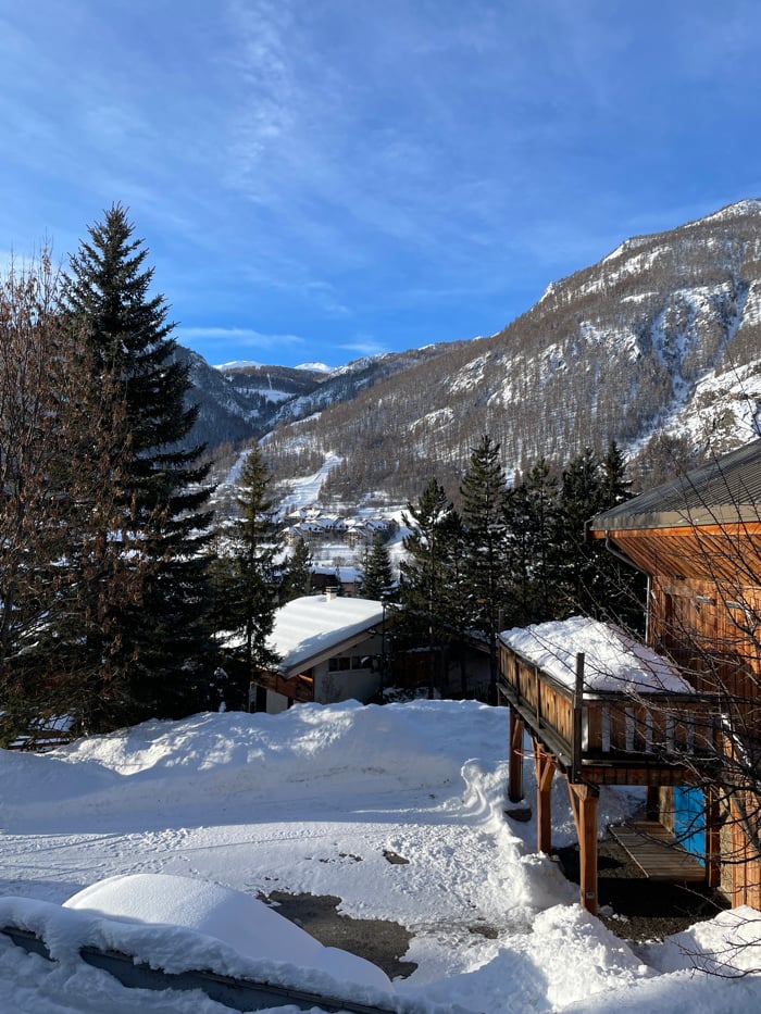 Winter mountain landscape documented in French Alps resort town