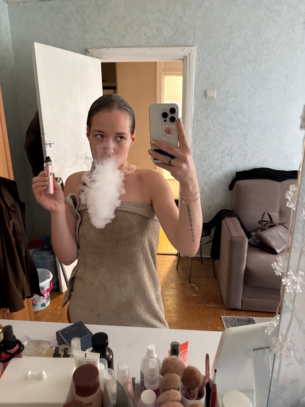 Woman Takes Multiple Selfies in Chaikovsky During Early Morning Hours