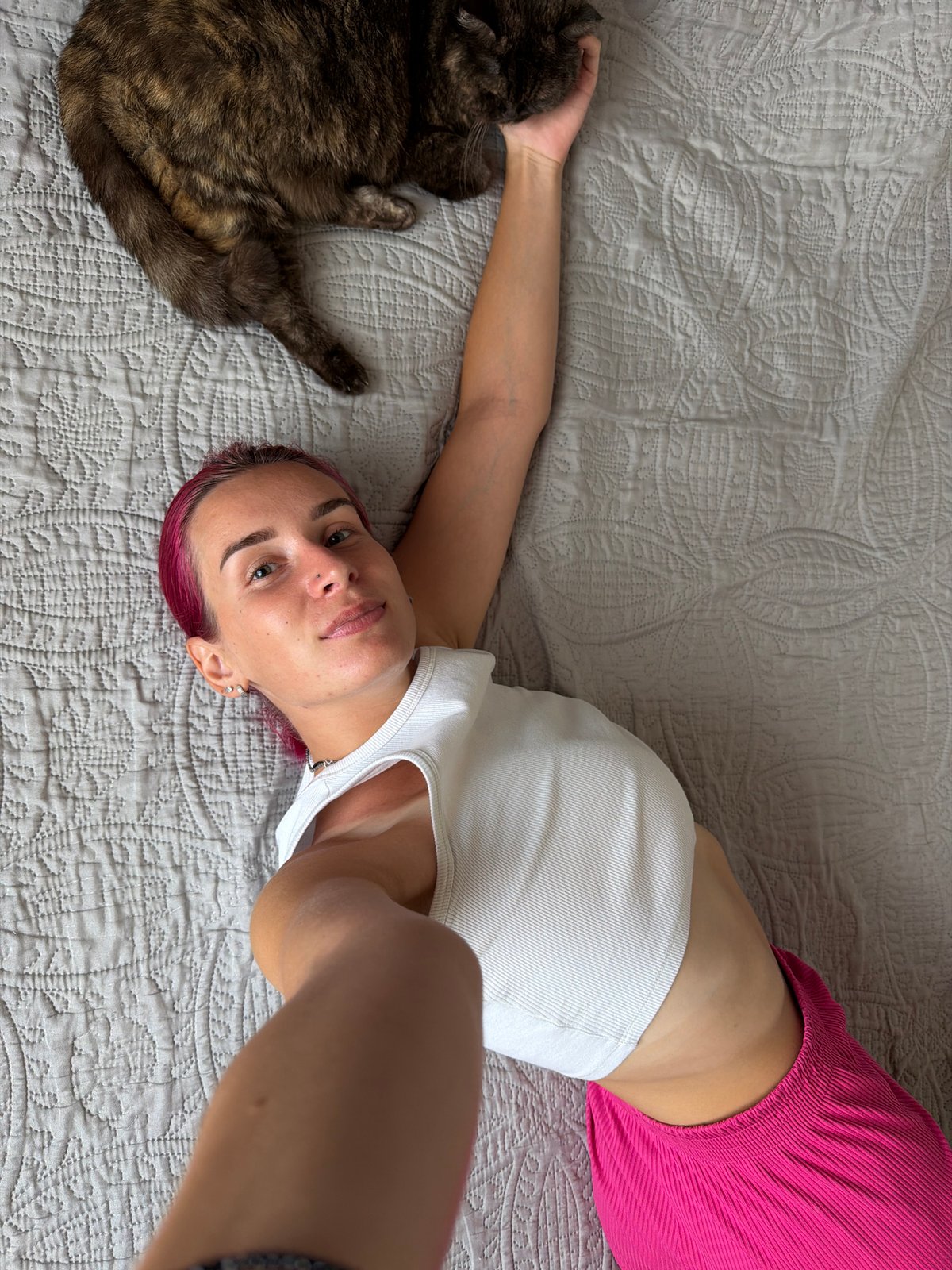 Lazy morning at home with two cats in Chaikovsky