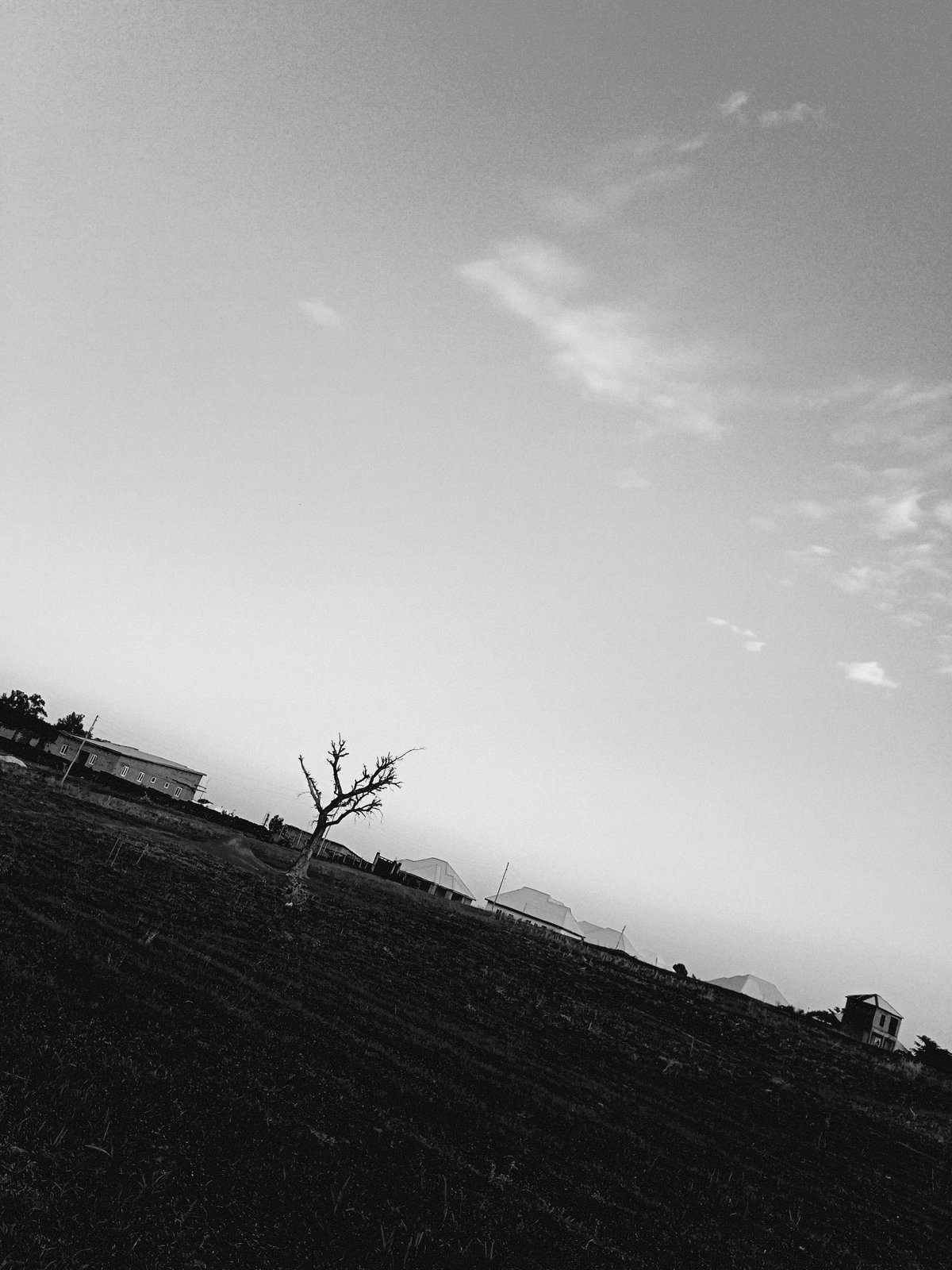 Rural Nigerian landscape documented in black-and-white photographs