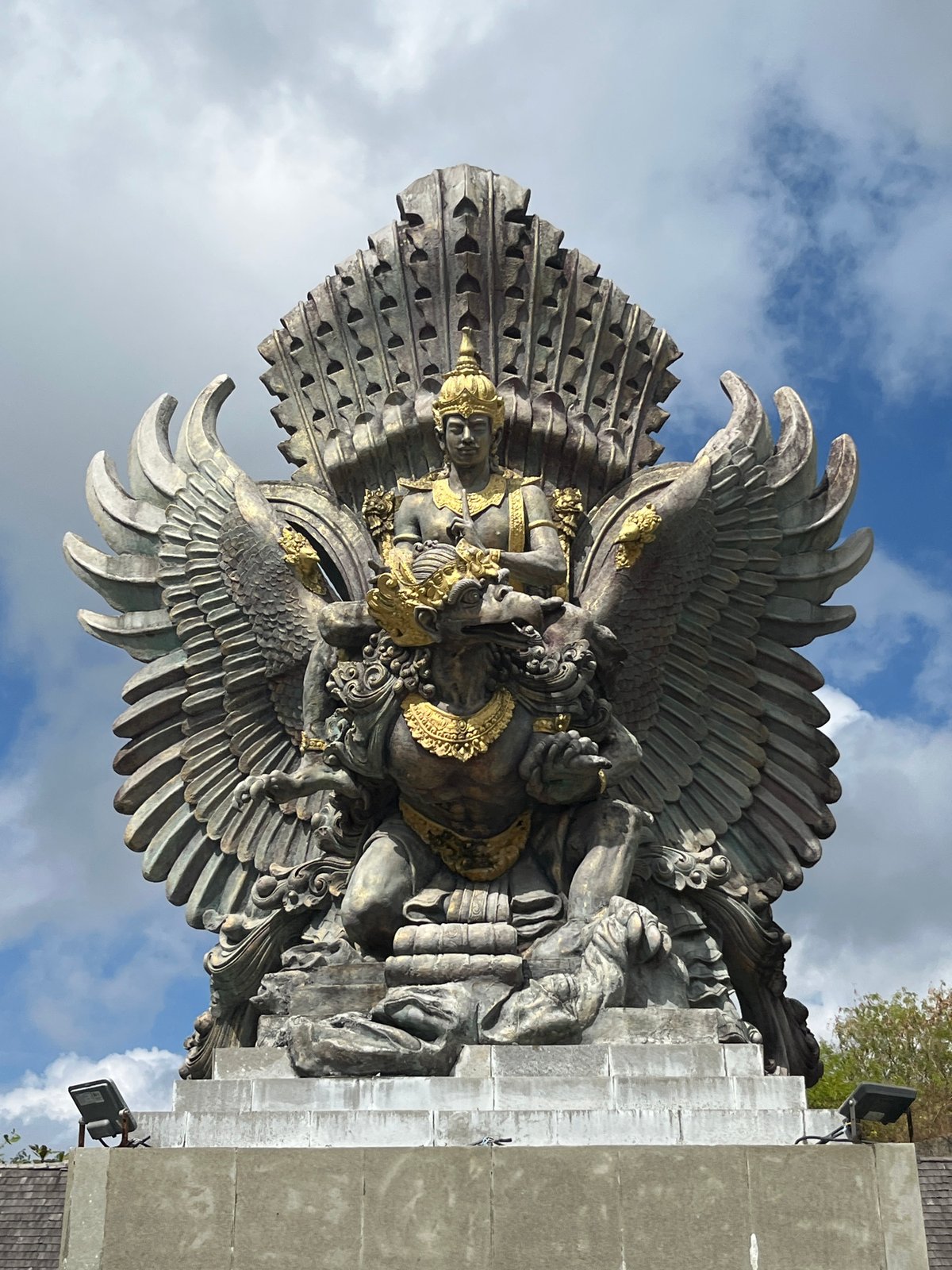Tourist documents Garuda Wisnu Kencana statue complex in Bali