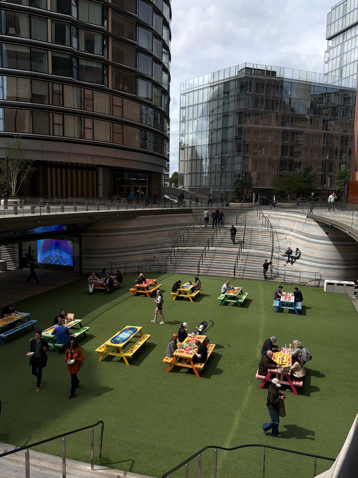 Colorful objects spotted on artificial turf in City of London