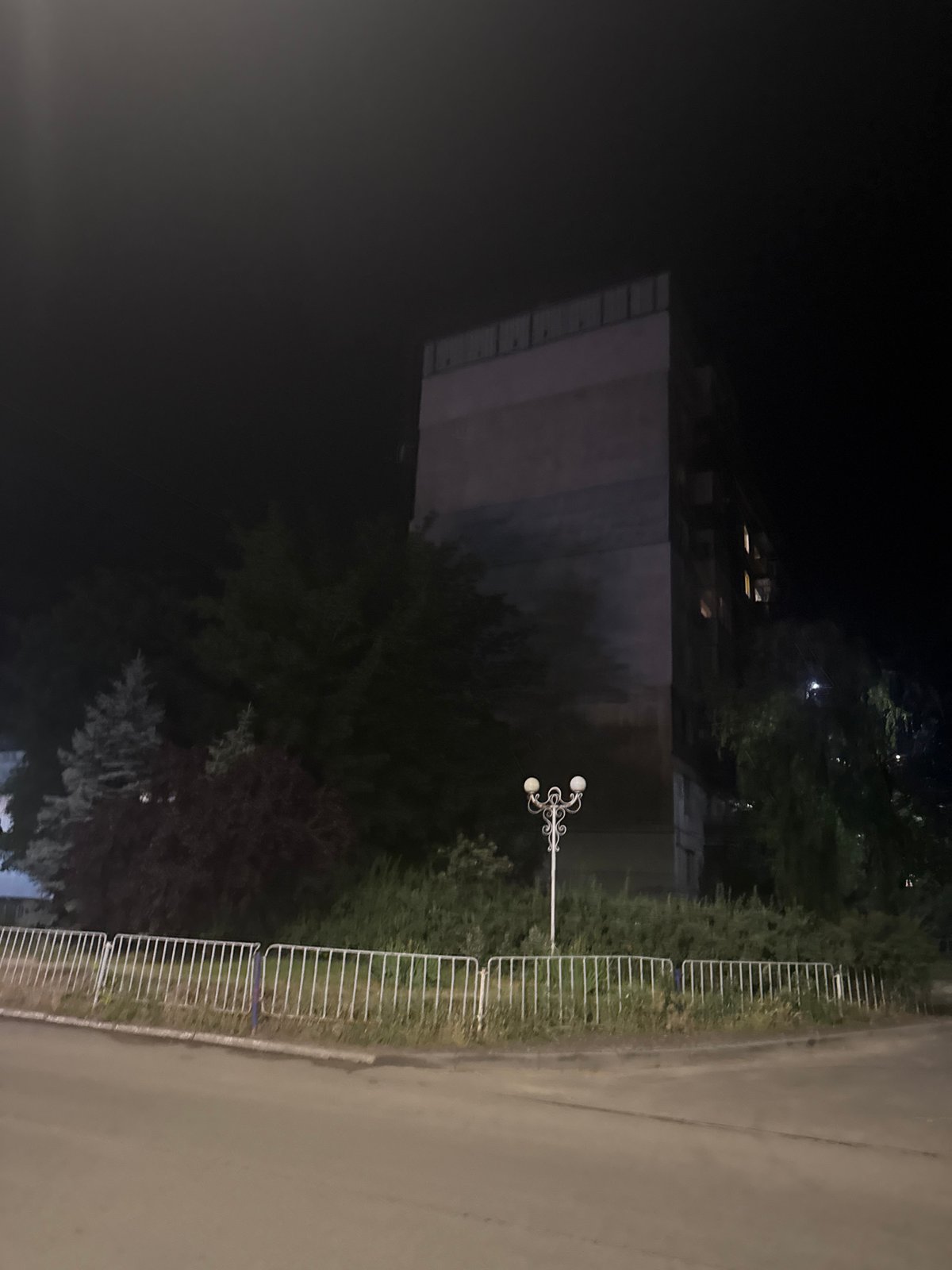 Nighttime street scenes documented across Dnipro, Ukraine neighborhoods