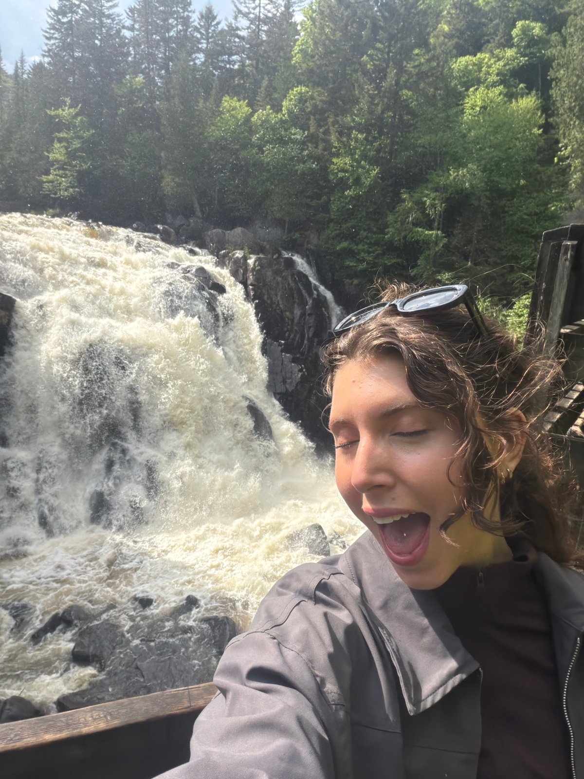 Waterfall and boardwalk trail visit in Lac-Supérieur, Canada