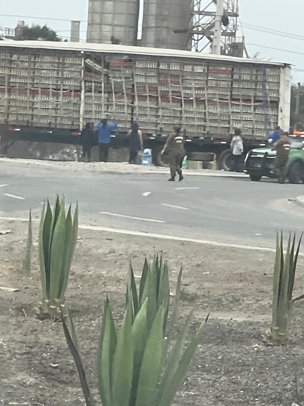 Loaded truck stops in industrial area of Arica, Chile