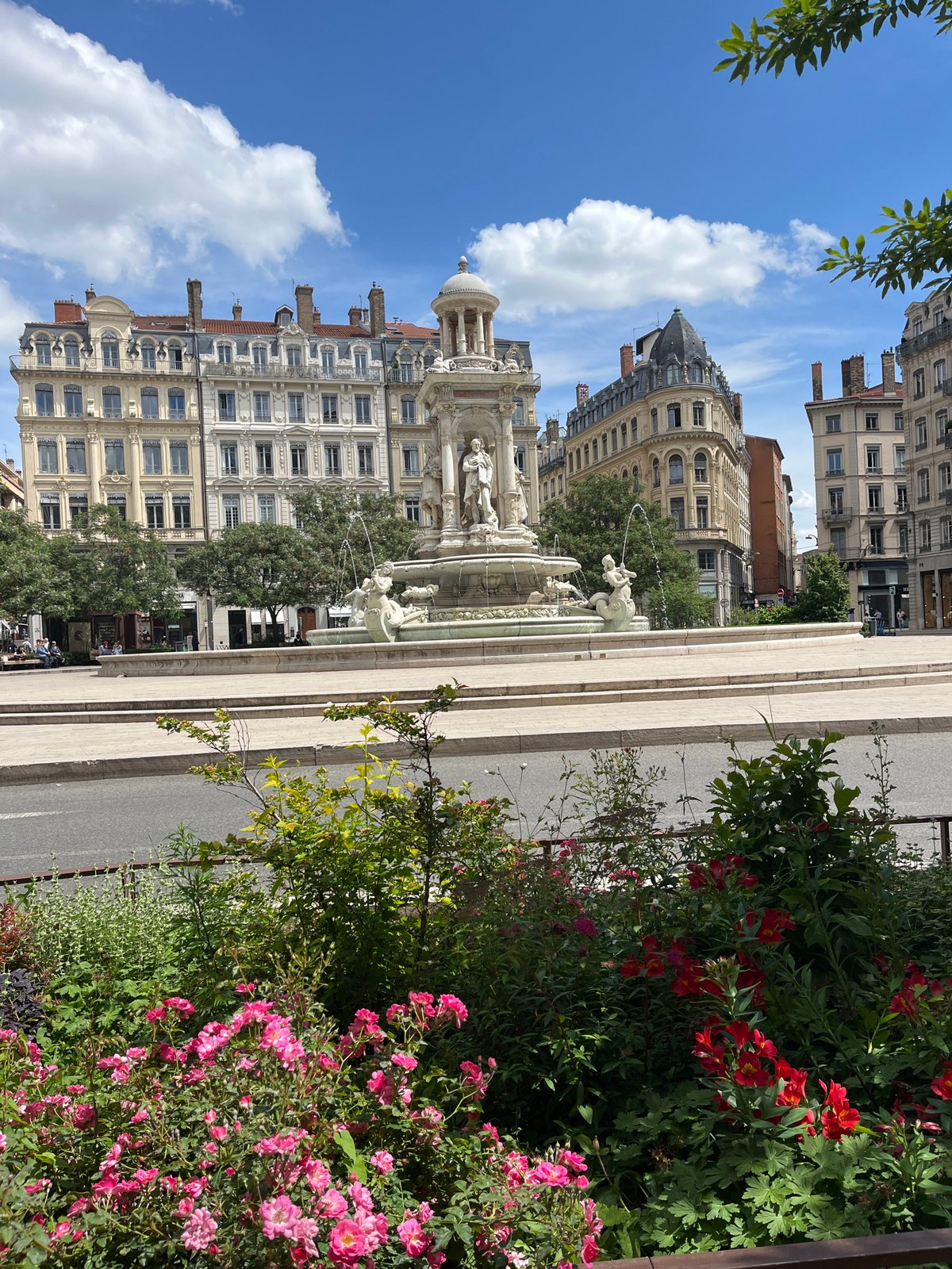 Witness documents midday scenes around Lyon's Place des Terreaux
