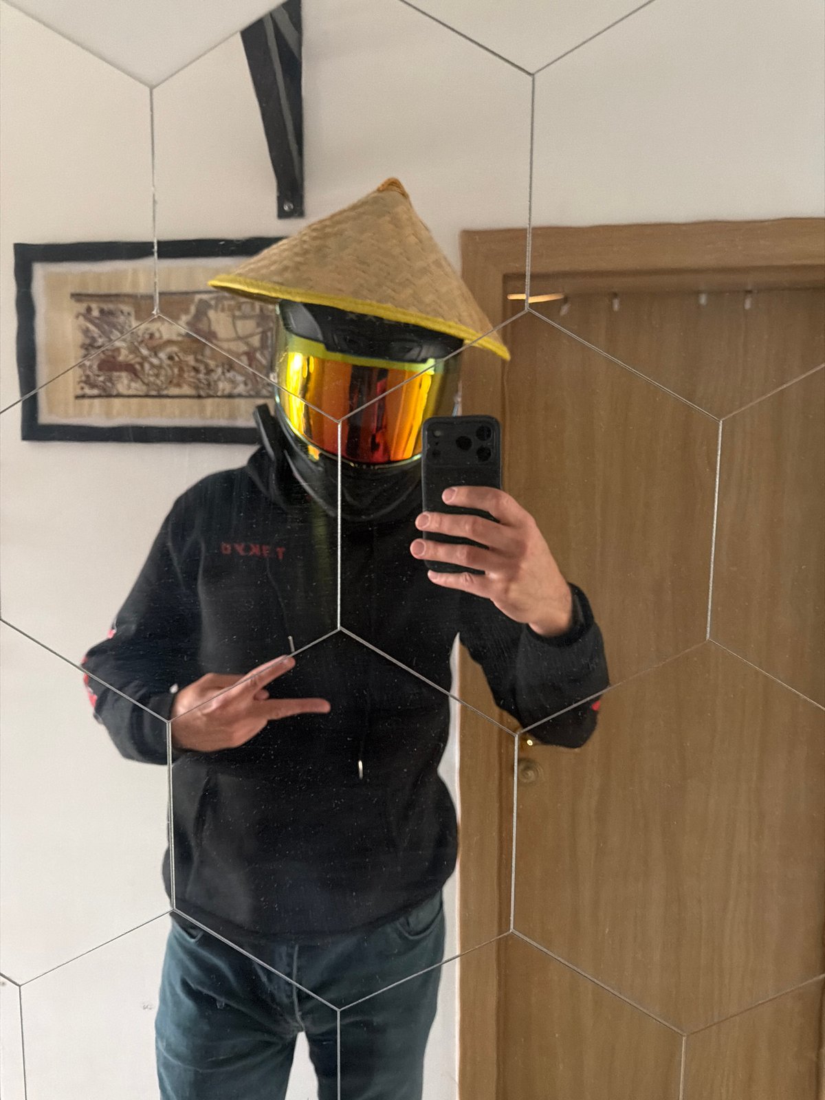 People take selfies with mirrors and headgear in Sofia