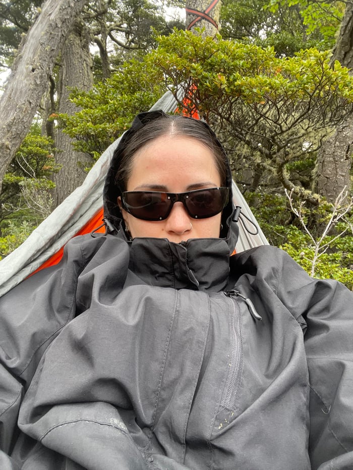 Hammock relaxation observed in Ushuaia's mountain landscape