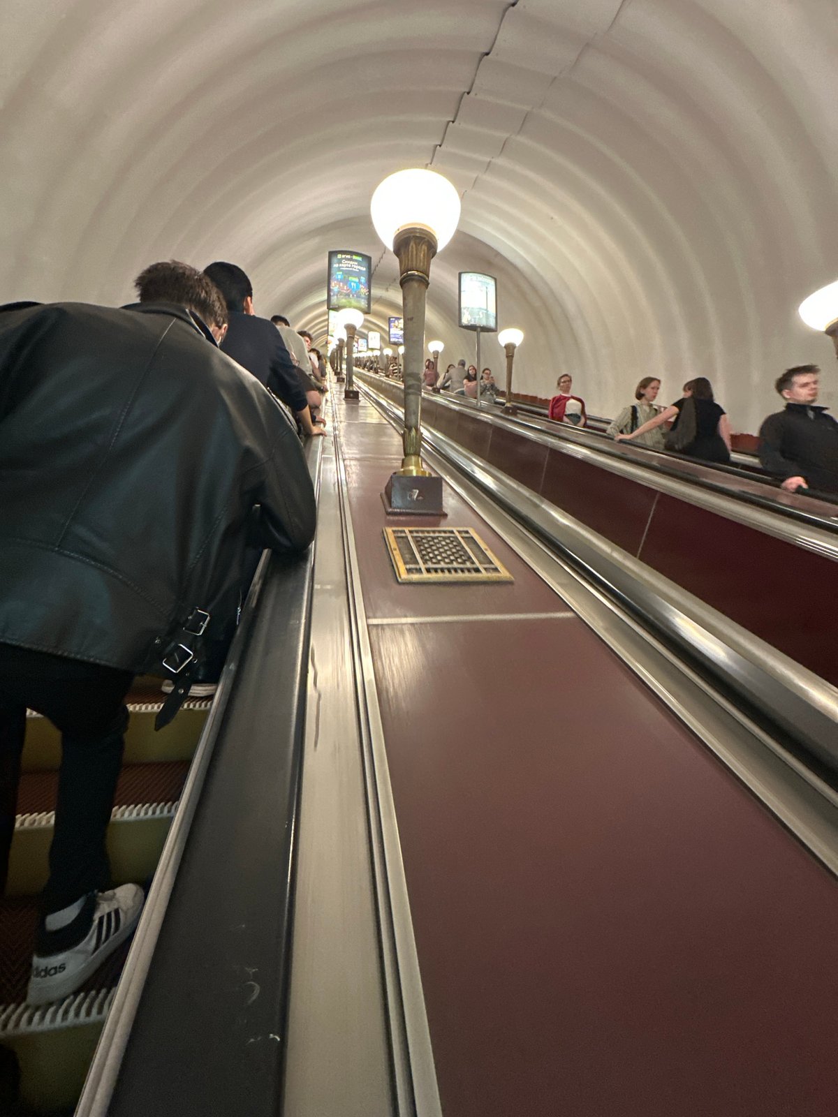 Escalator ride captured at Saint Petersburg metro station