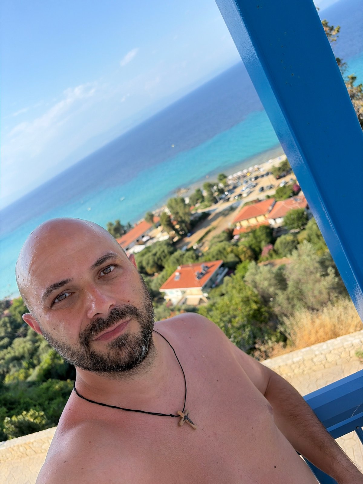 Selfie on the Greek coast, Kassandra, summer afternoon