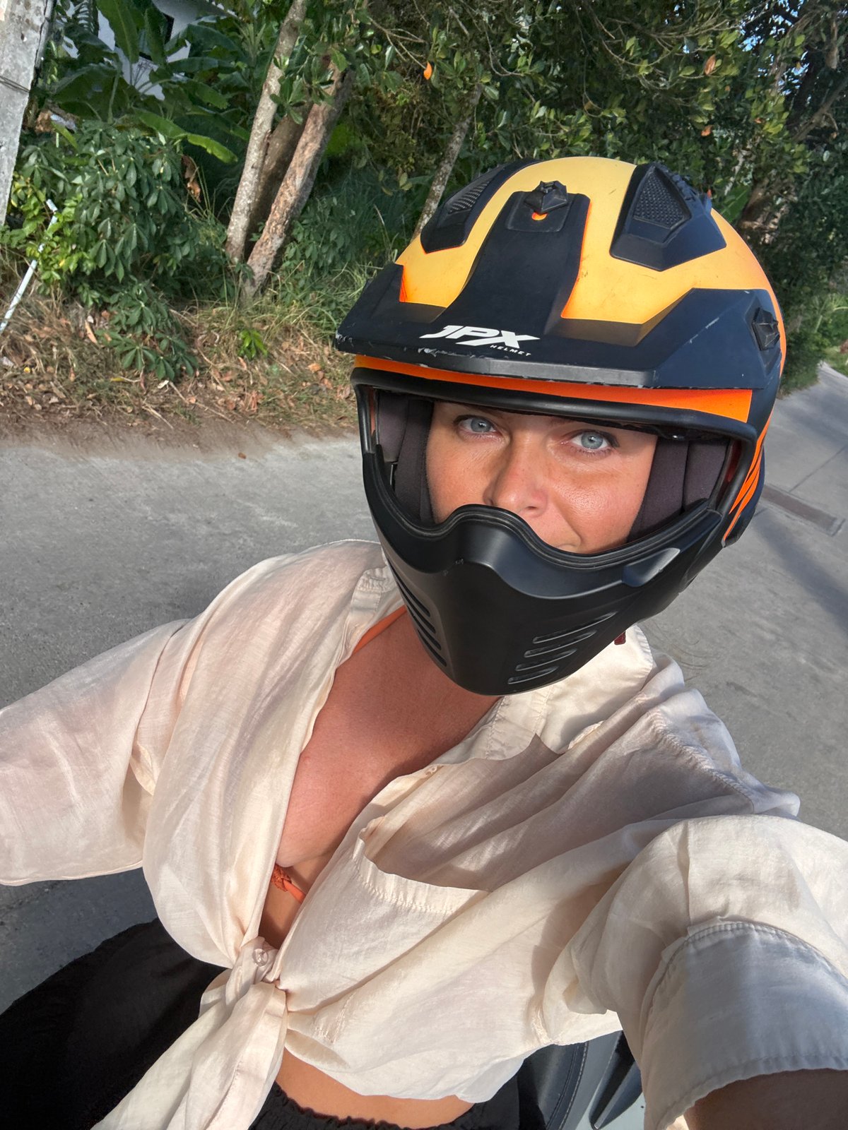 Motorbike ride and street traffic on Ko Samui