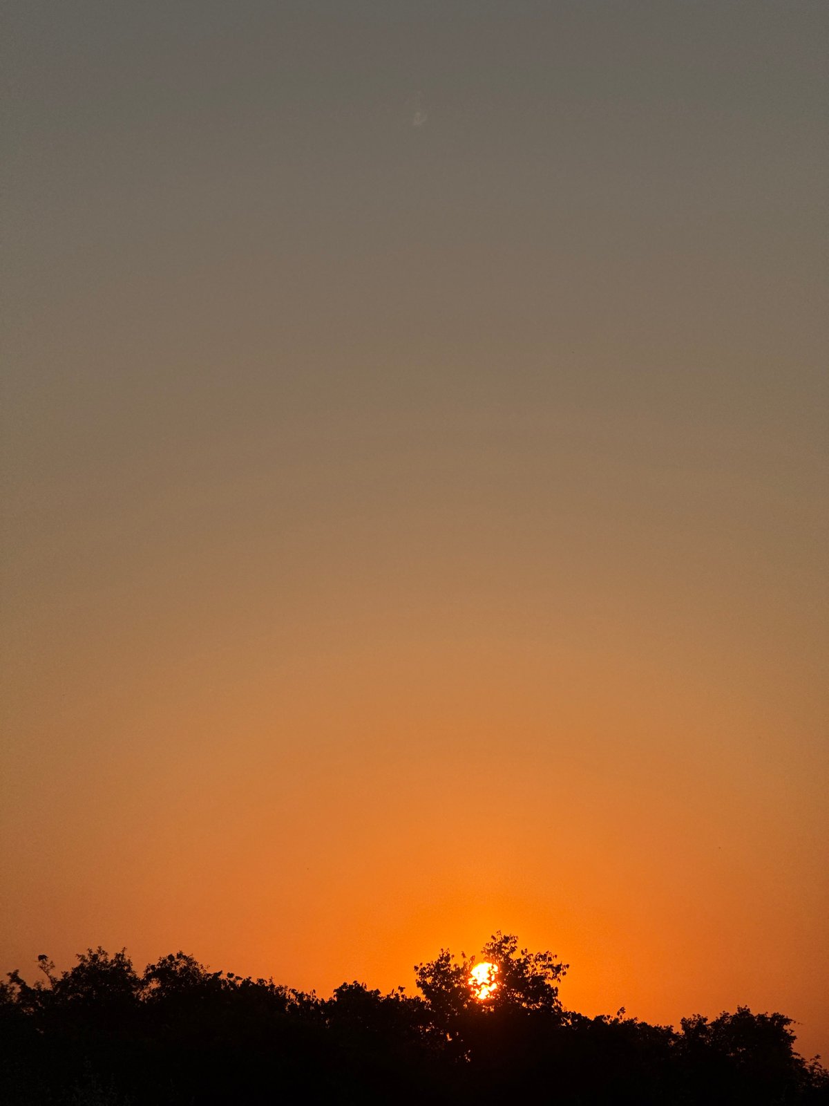 Sunset over Ravda's treeline, warm tones across coastal fields