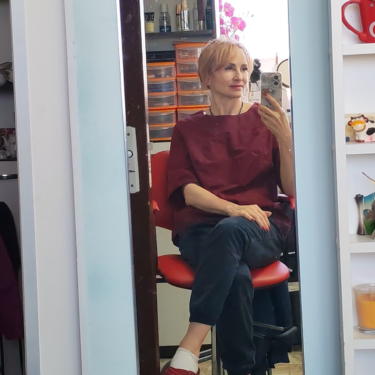 Woman photographed in multiple locations around Chaikovsky, Russia