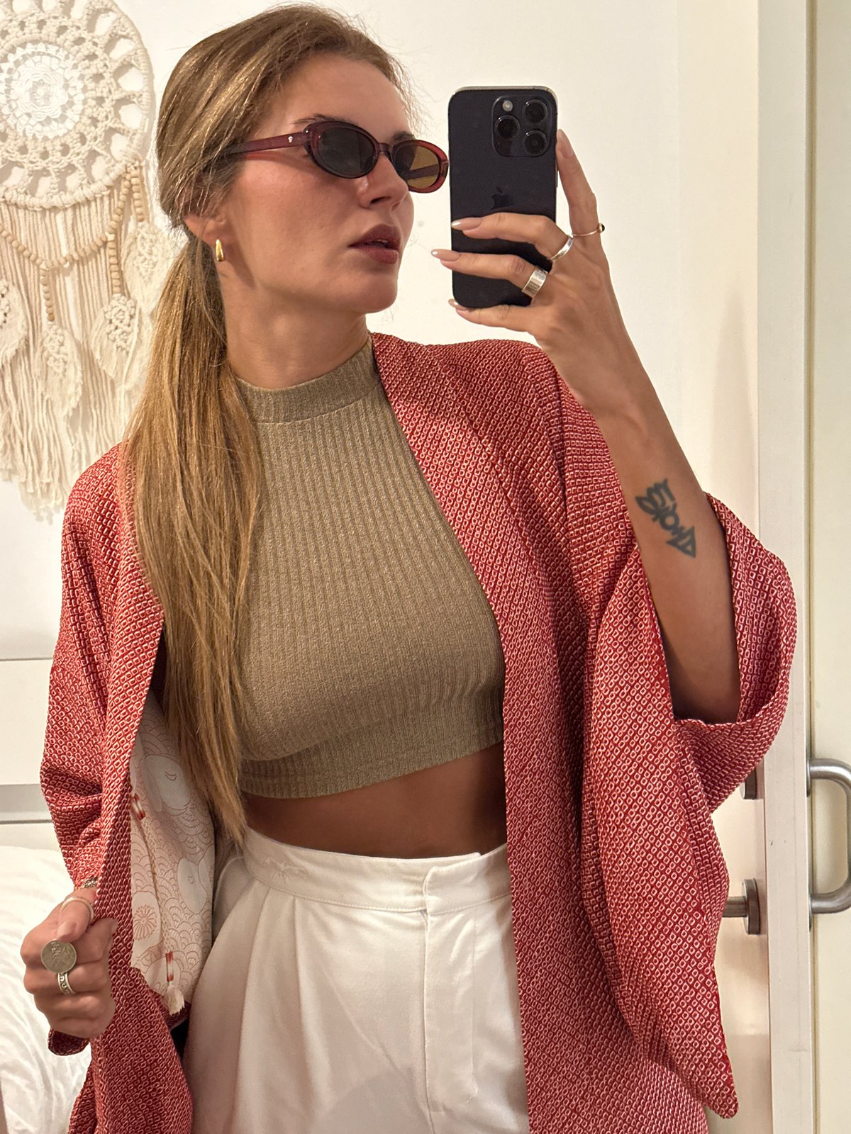 Woman takes selfie indoors in Madrid