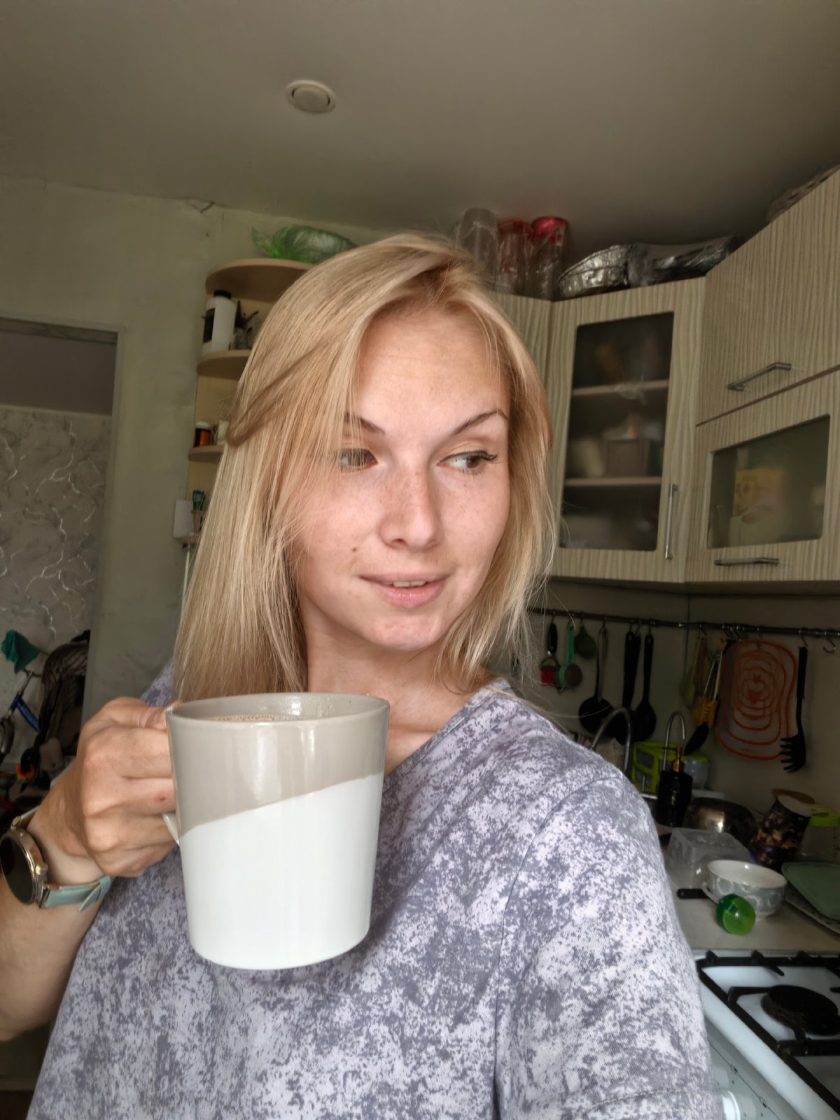 Morning coffee moment, multiple angles, Sterlitamak kitchen