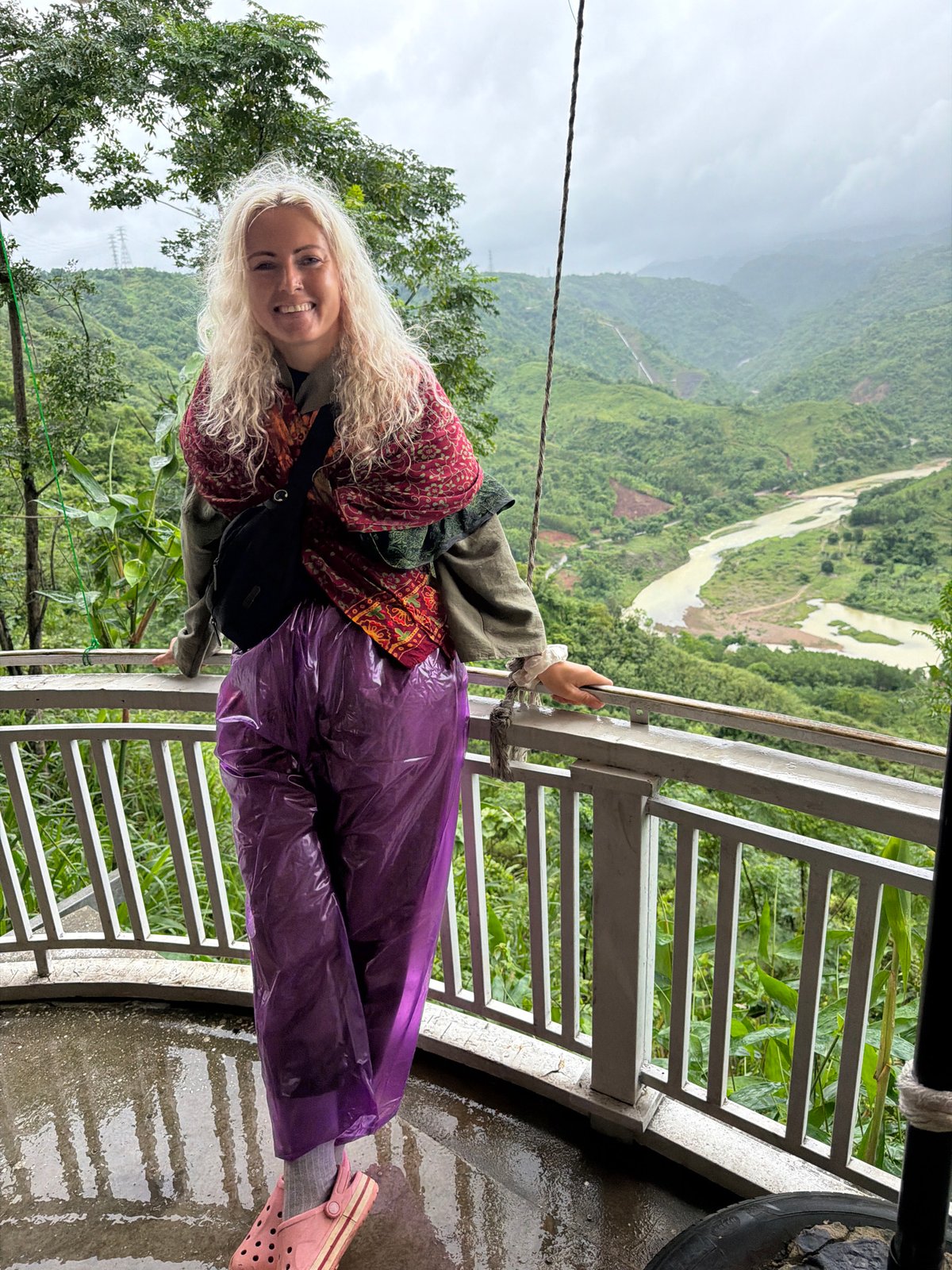 Muddy river and misty mountains in Khe Sanh's rainy season