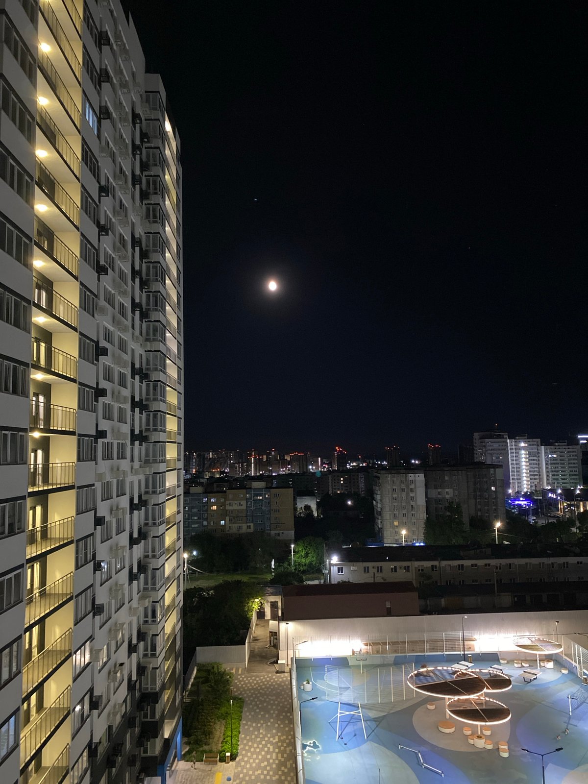 Night views captured of Novorossiysk cityscape from elevated position