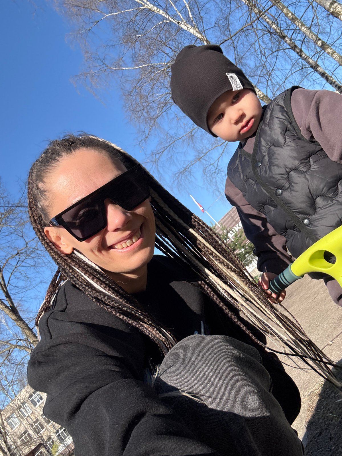 Woman with child captured in candid moments