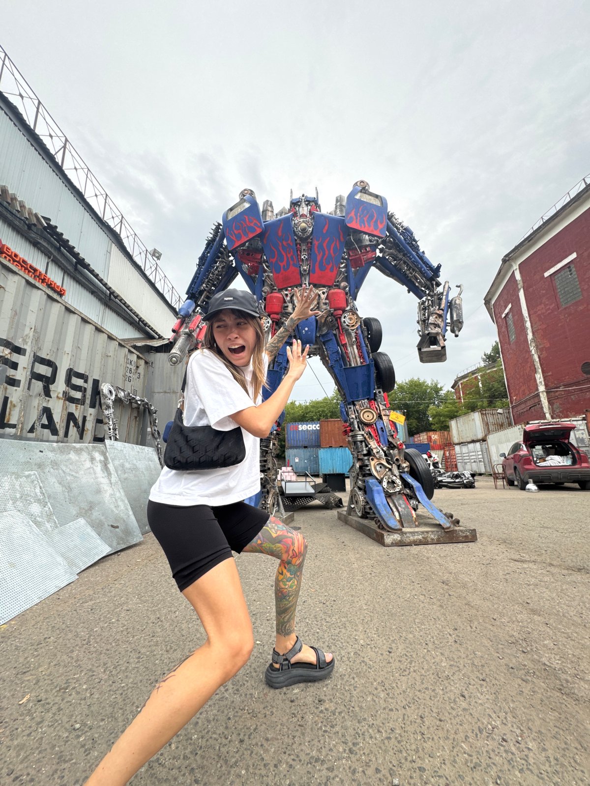 Optimus Prime sculpture and a mid-fall moment in Moscow