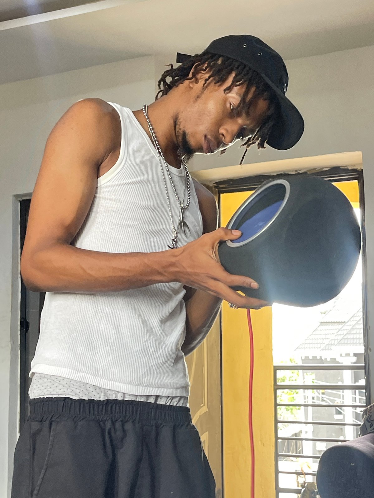 Home studio session in Abuja with music gear and phones