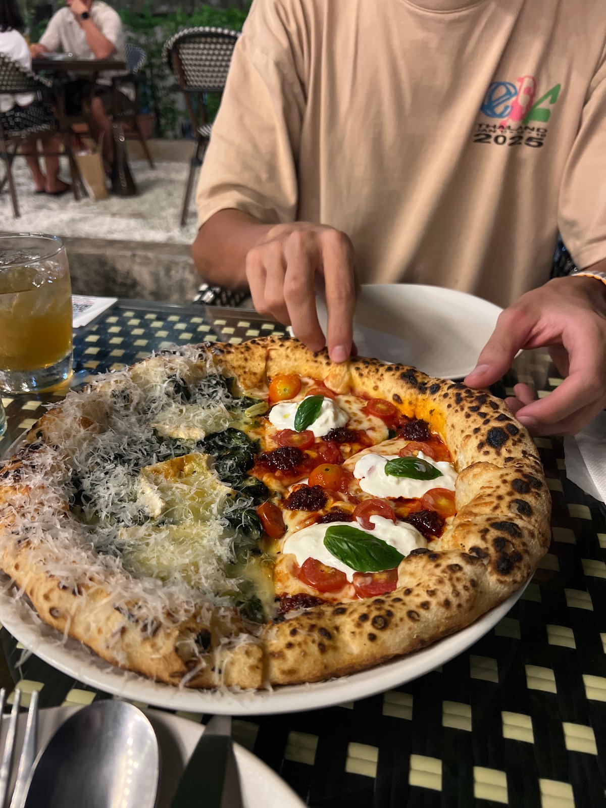 Lunch hour dining captured at Phuket pizza restaurant
