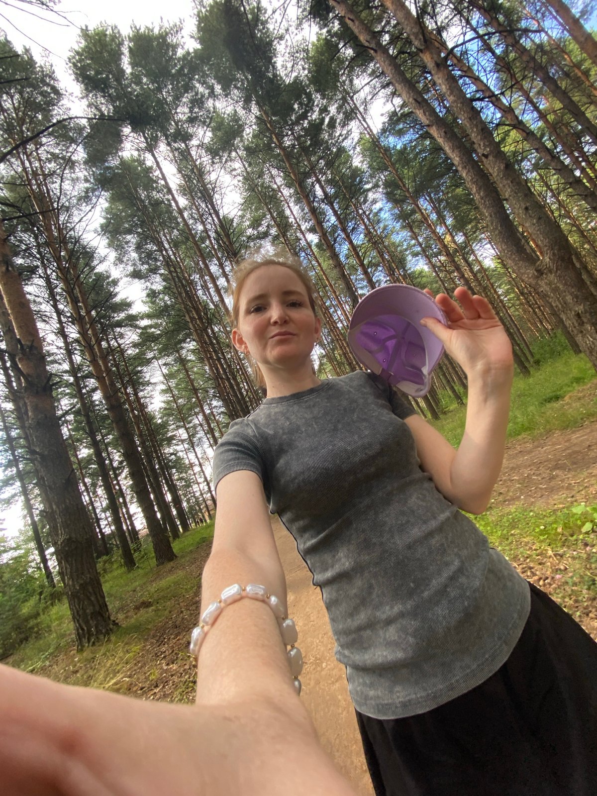 Afternoon hike through a pine forest near Chaikovsky, Russia