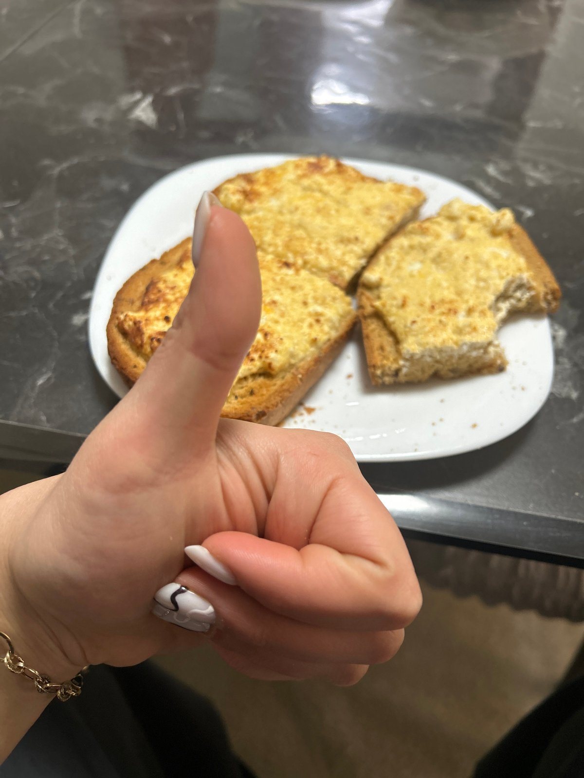Woman documents breakfast and cat in Burgas morning routine