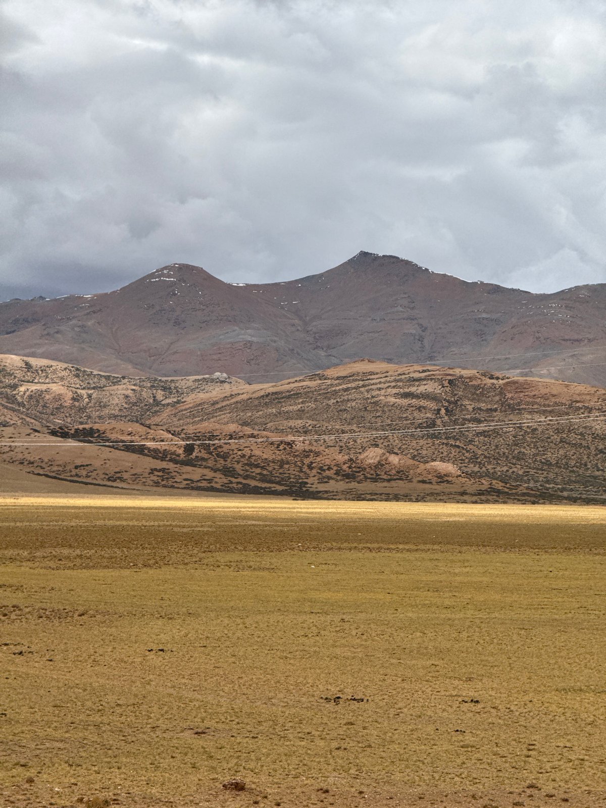 Vehicle travels through golden grasslands near Kela Township mountains
