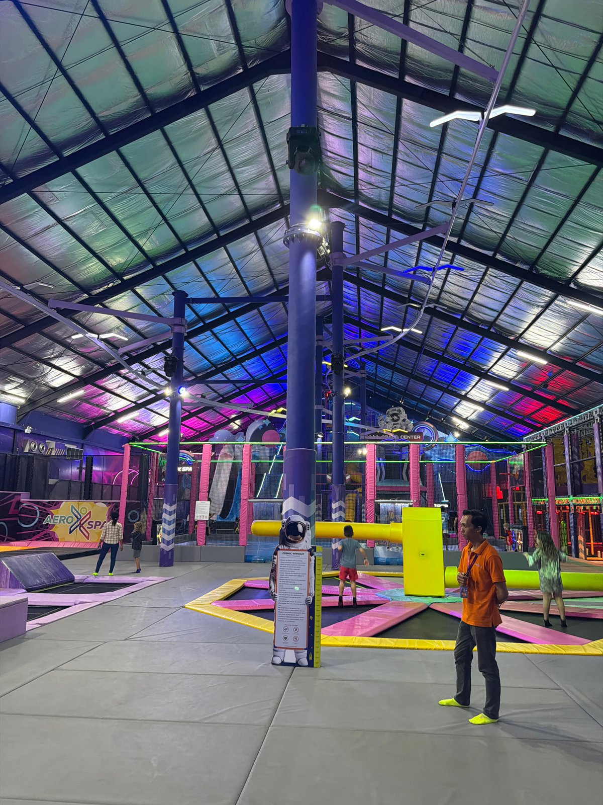 Early morning documentation of trampoline park interior in Denpasar