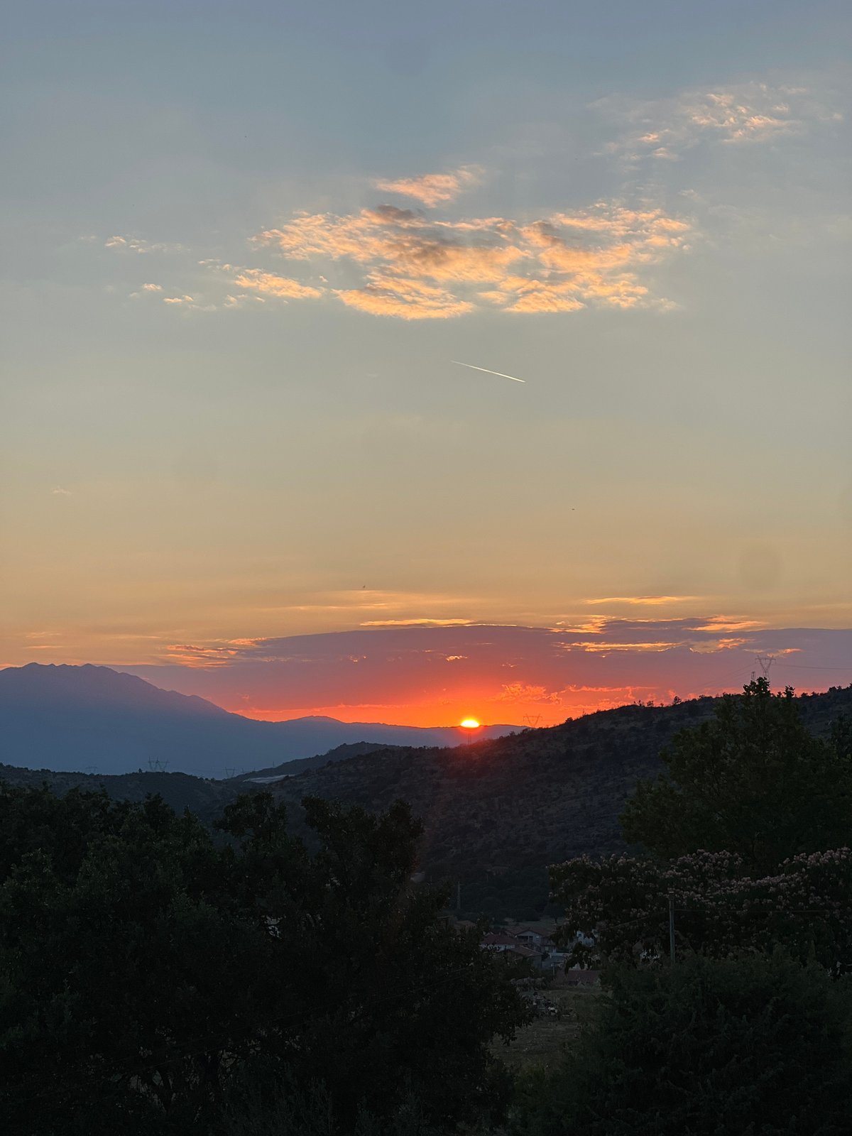 Sunset over the Montenegrin hills near Podgorica