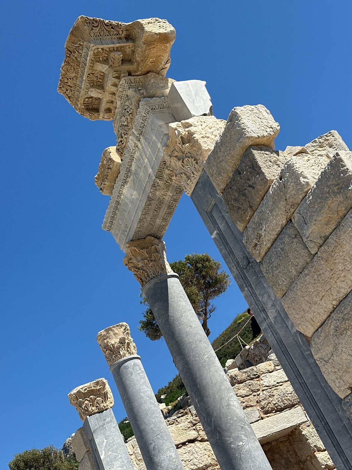 Tourist captures ancient ruins and lighthouse in Datça, Turkey
