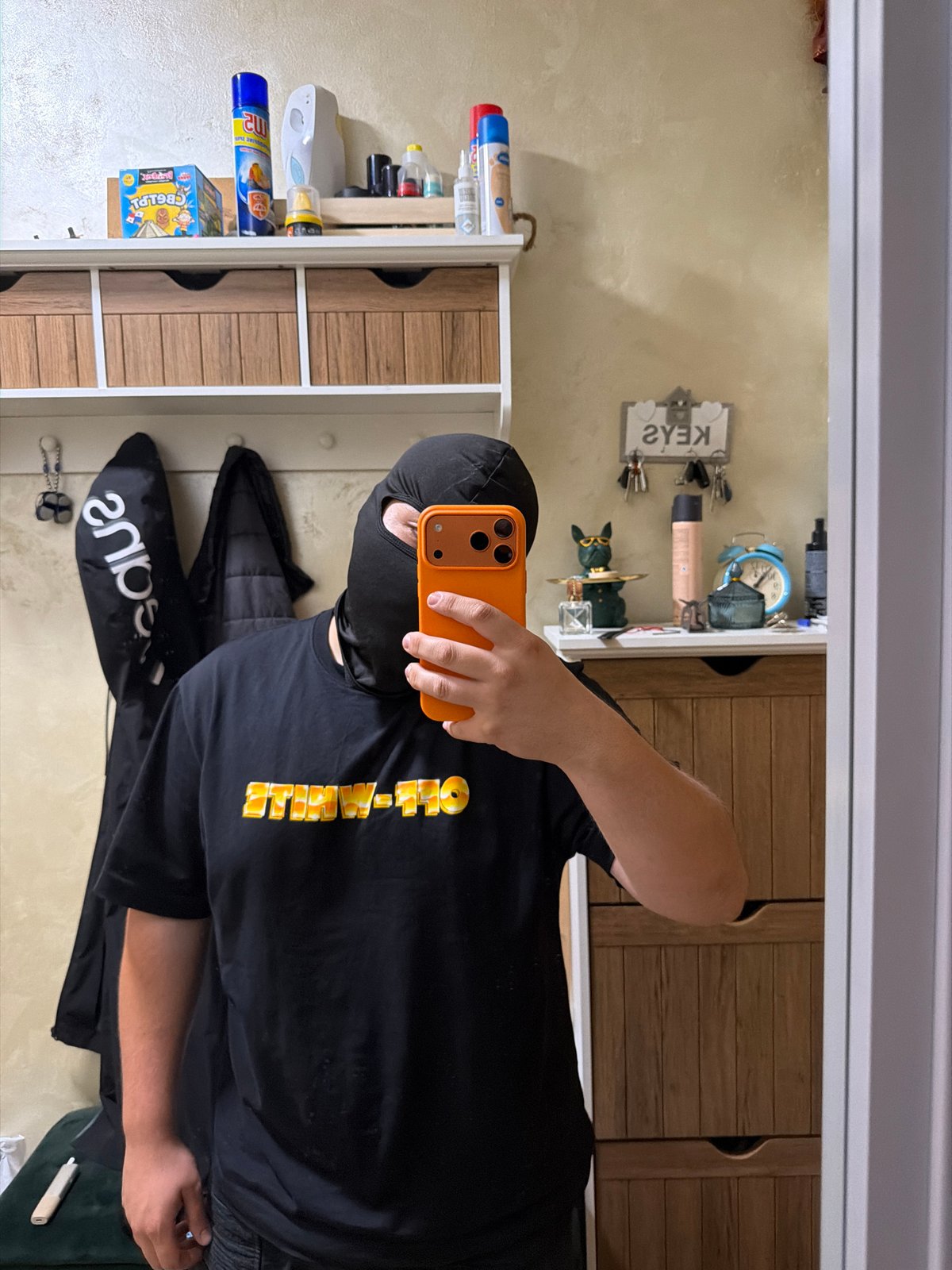Masked individual documents fresh cherries in Sofia apartment