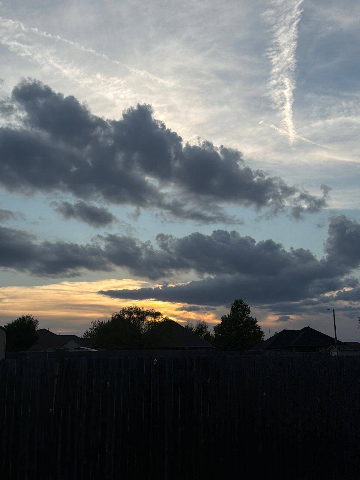 Evening sunset and sky documented in Mustang, Oklahoma