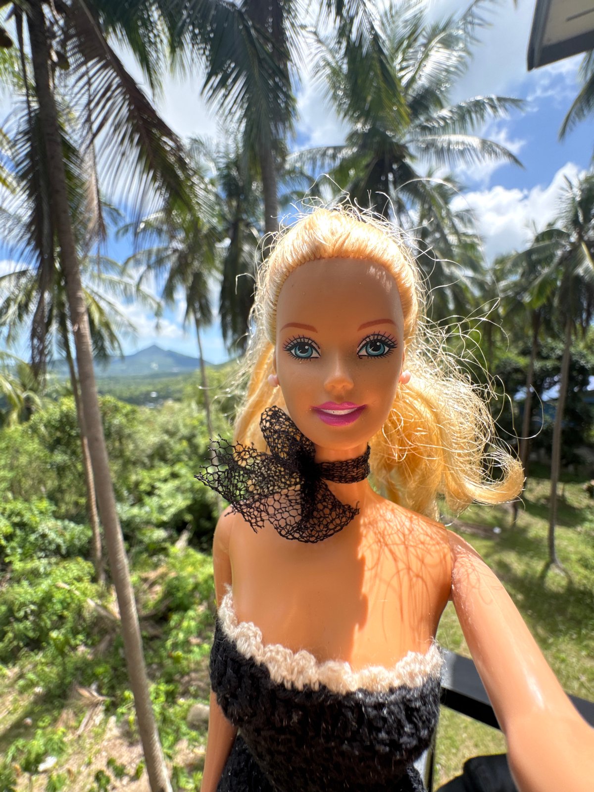 Tropical Thailand scenes with palm trees and quirky objects