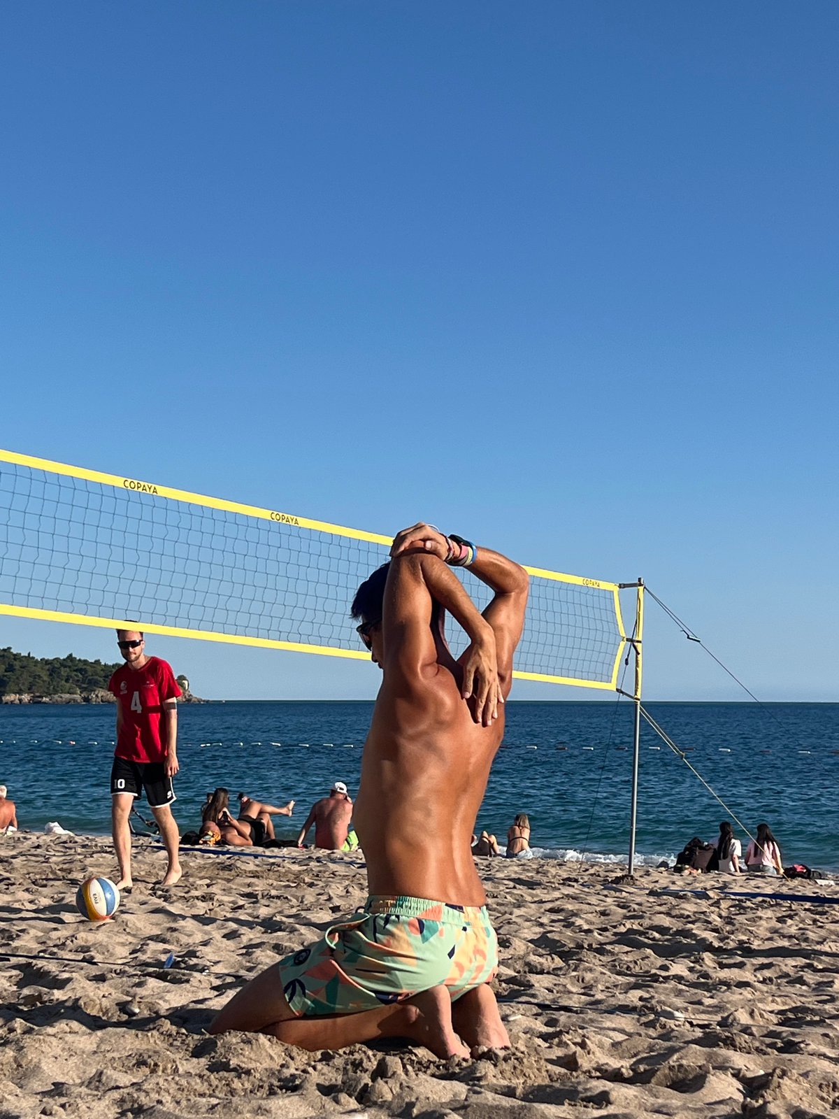 Beach volleyball and sunbathing captured on Montenegro coast