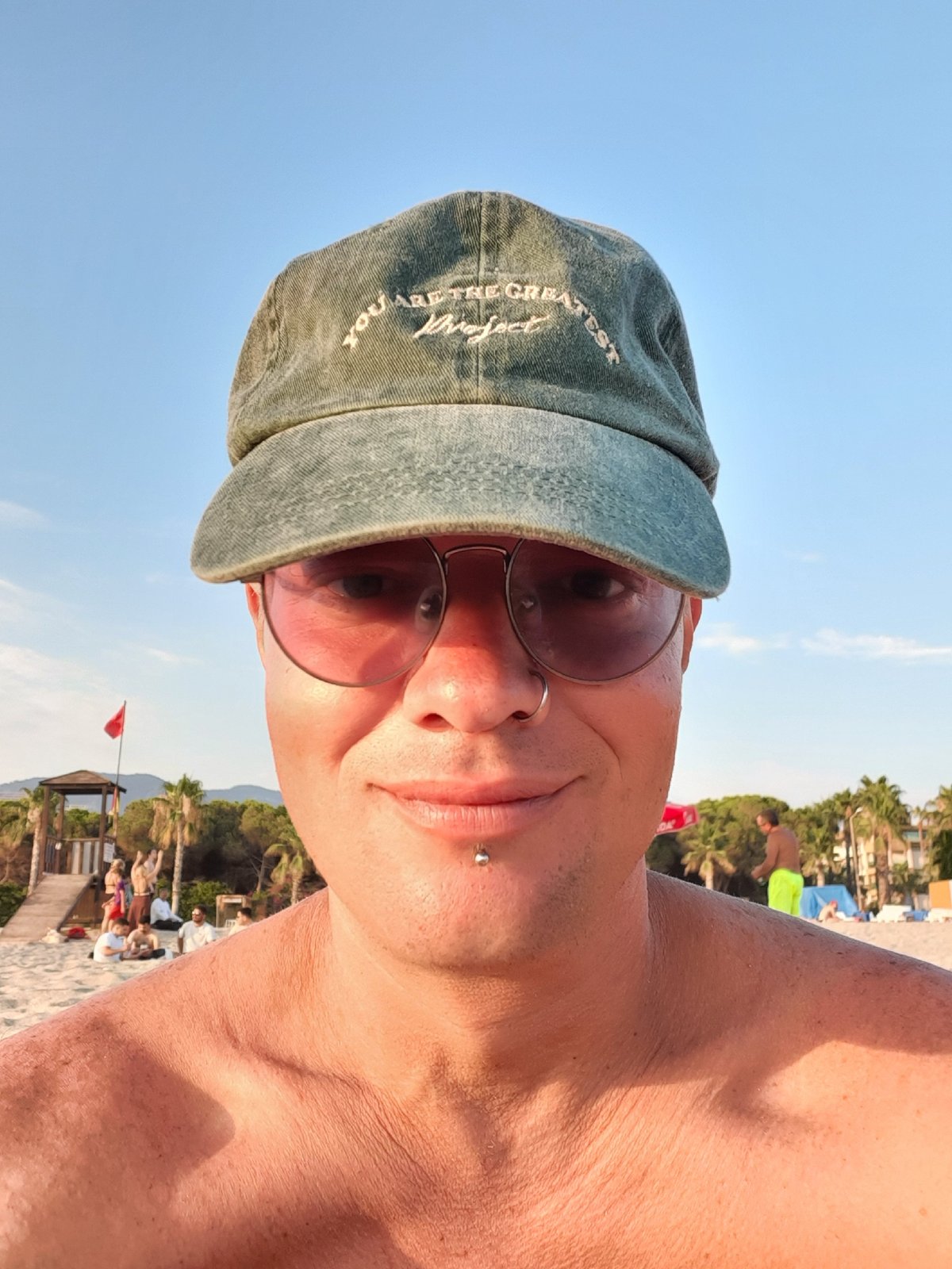 Alanya beach at sunset, sea turtle zone in view