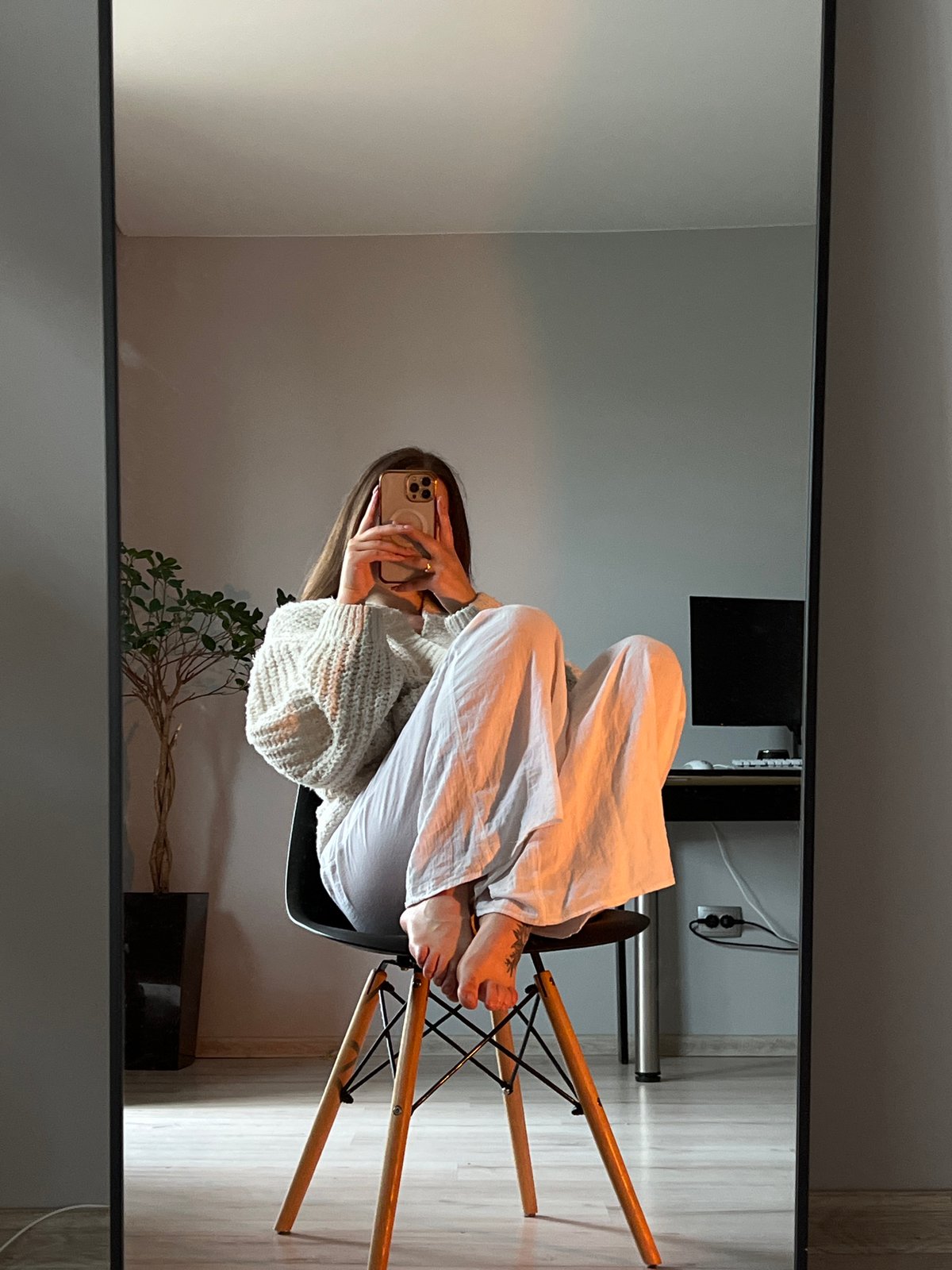 Mirror selfie session captured in Ternopil apartment