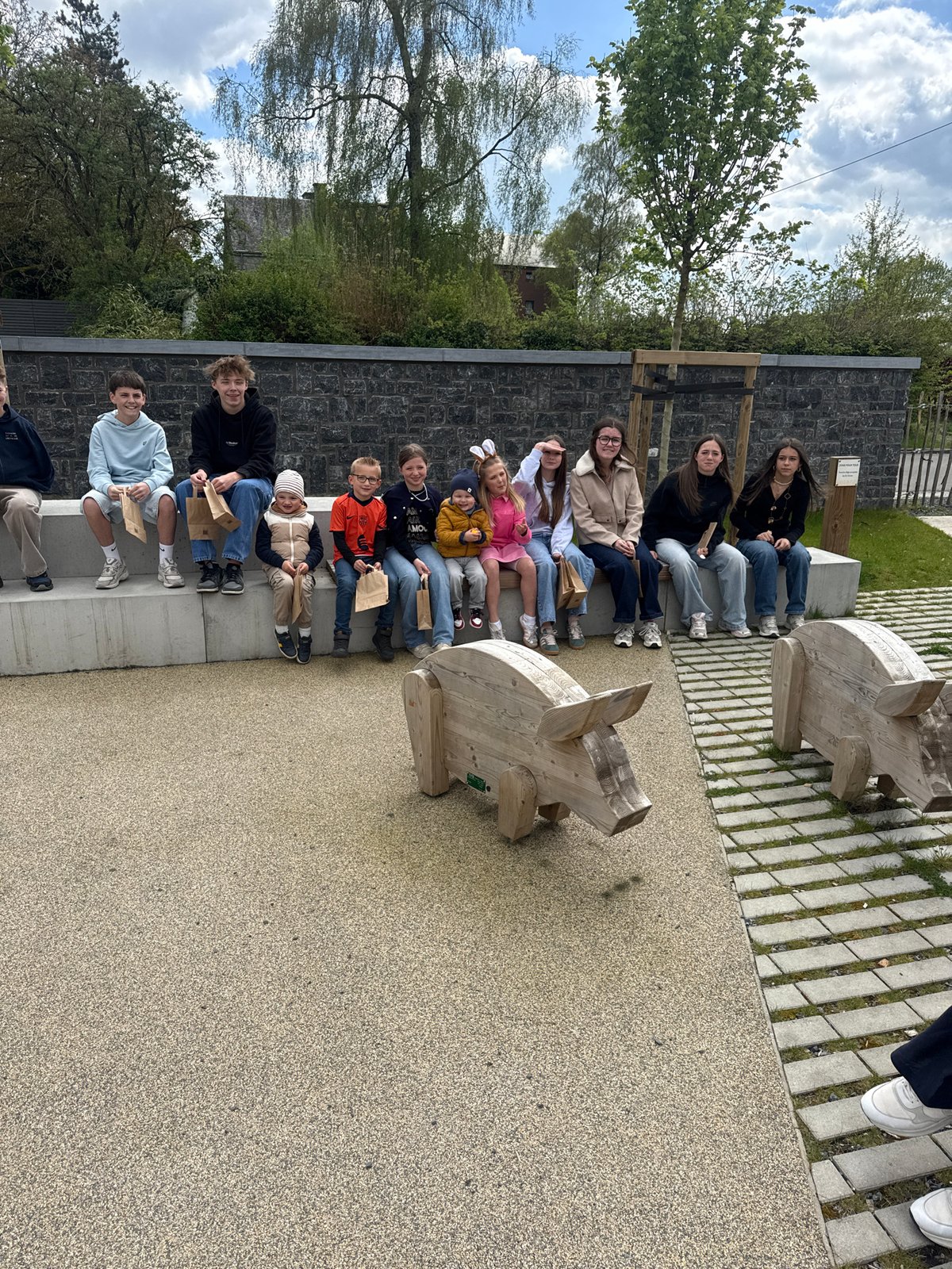 School group holds outdoor activity with games in Belgium