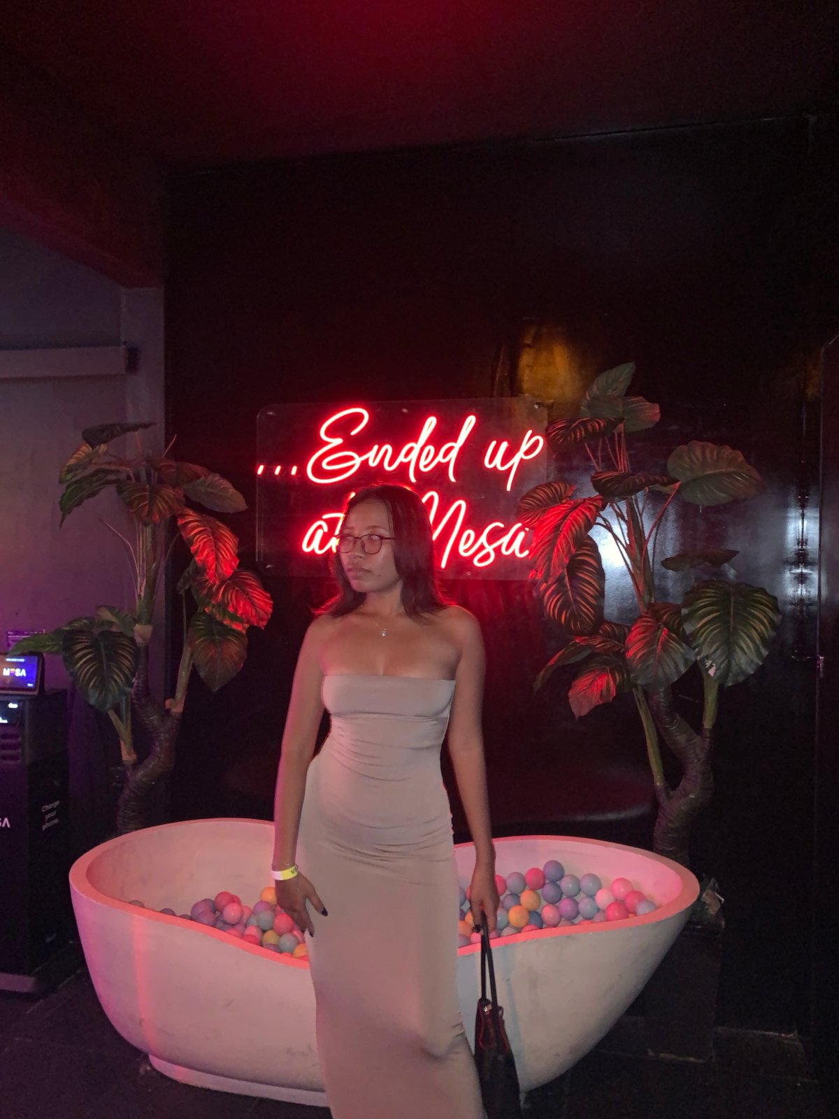 Woman poses at entertainment venue in North Kuta