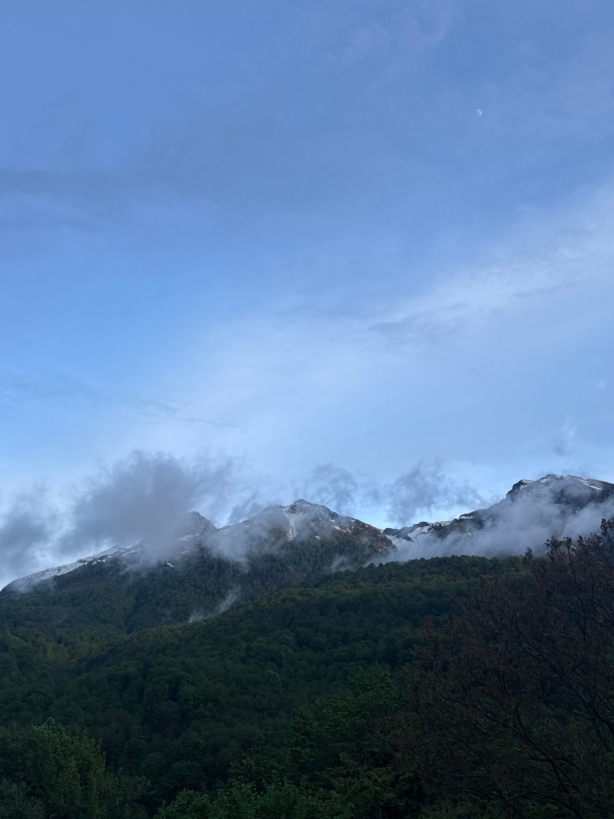 Clouded mountain peaks observed in Krasnaya Polyana resort area