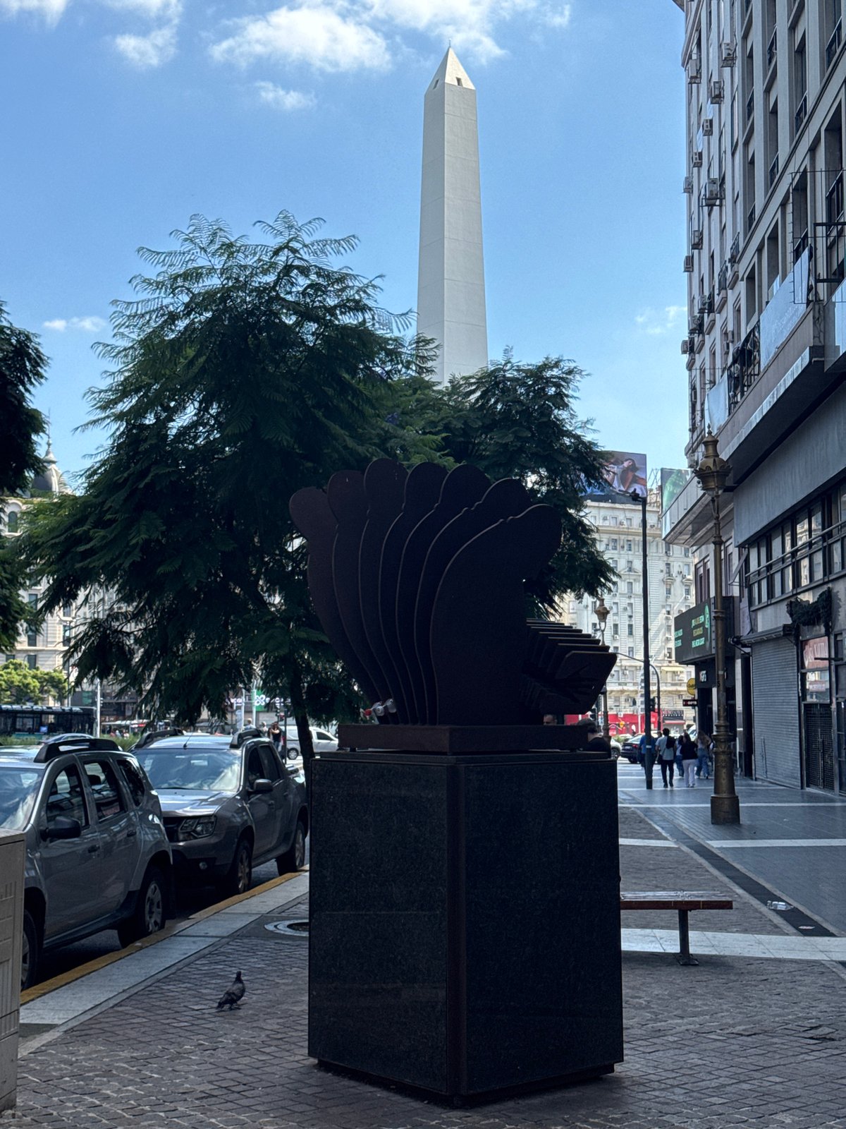 Dark sculpture spotted on Buenos Aires sidewalk