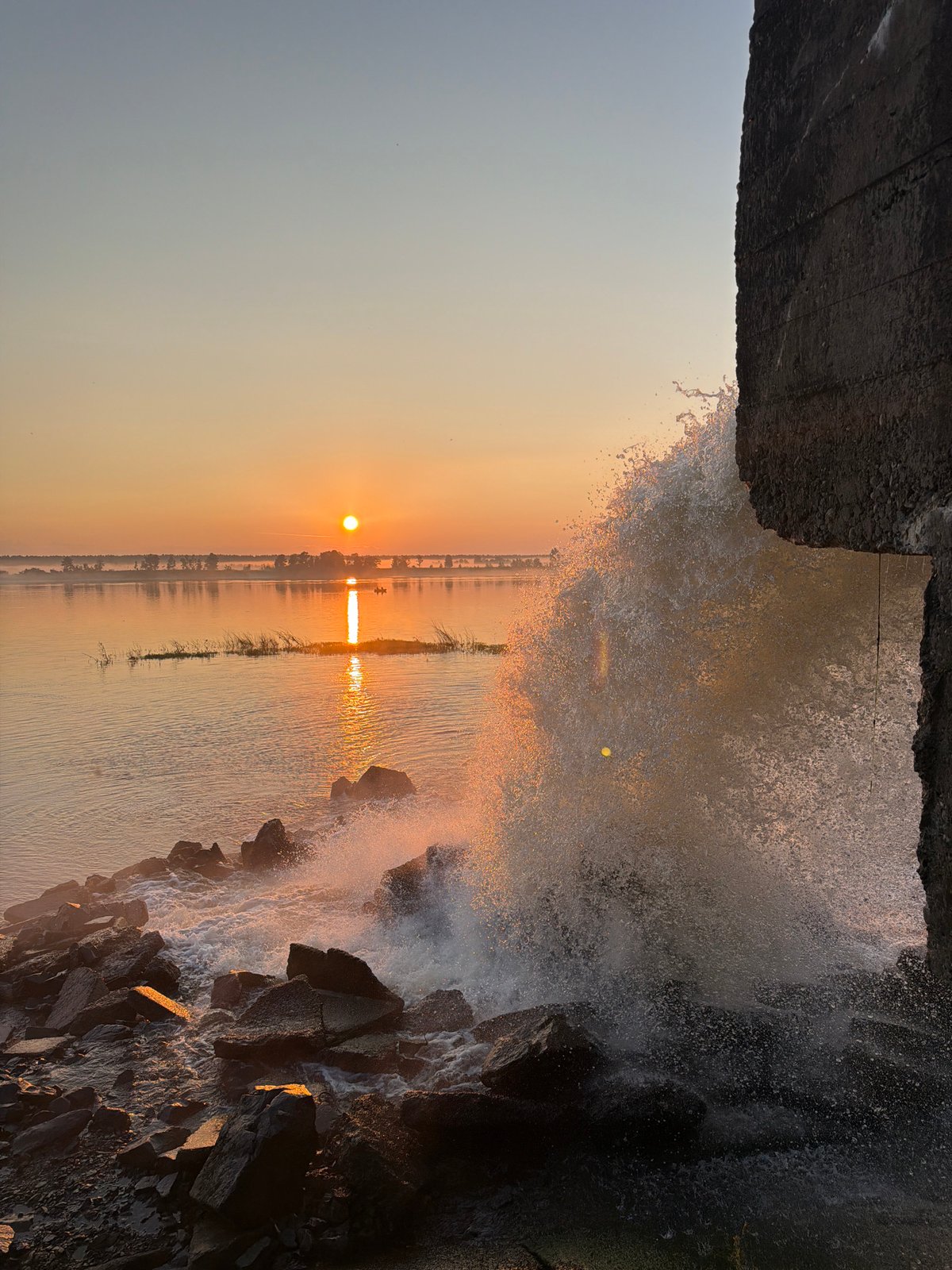 Dawn fishing session by the water in Chernushka, Russia