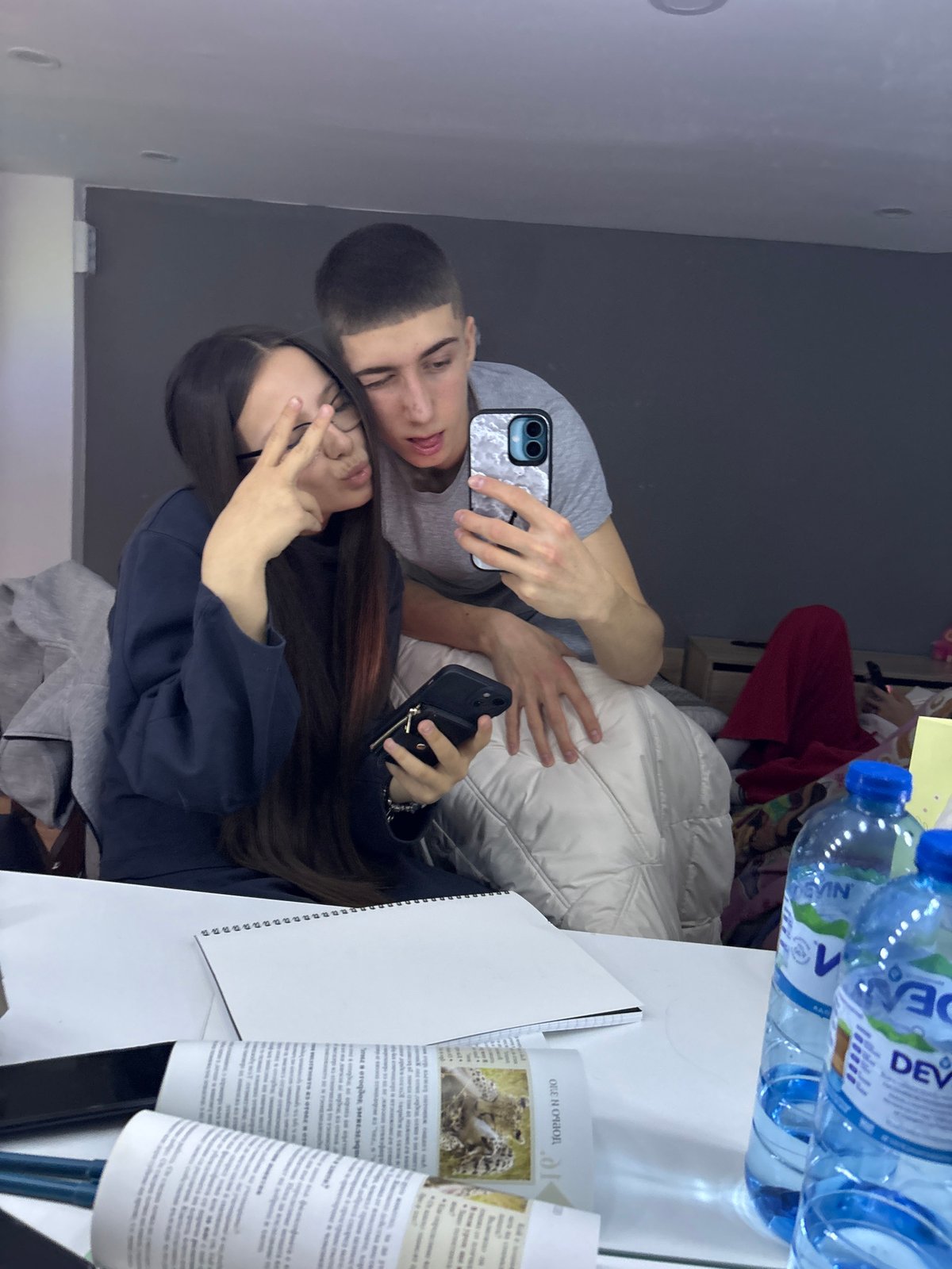 Couple documents selfies and charity content in Bulgarian village