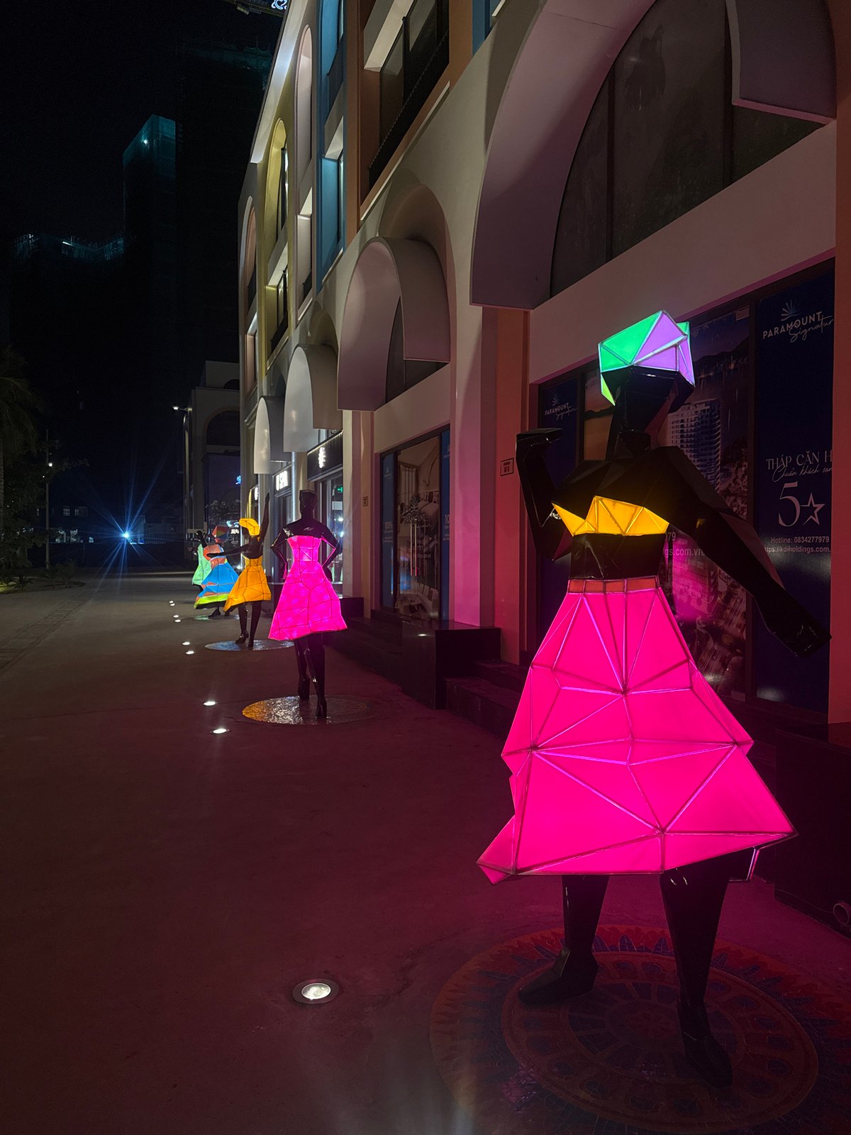 Nighttime urban displays captured in Bac Nha Trang Ward