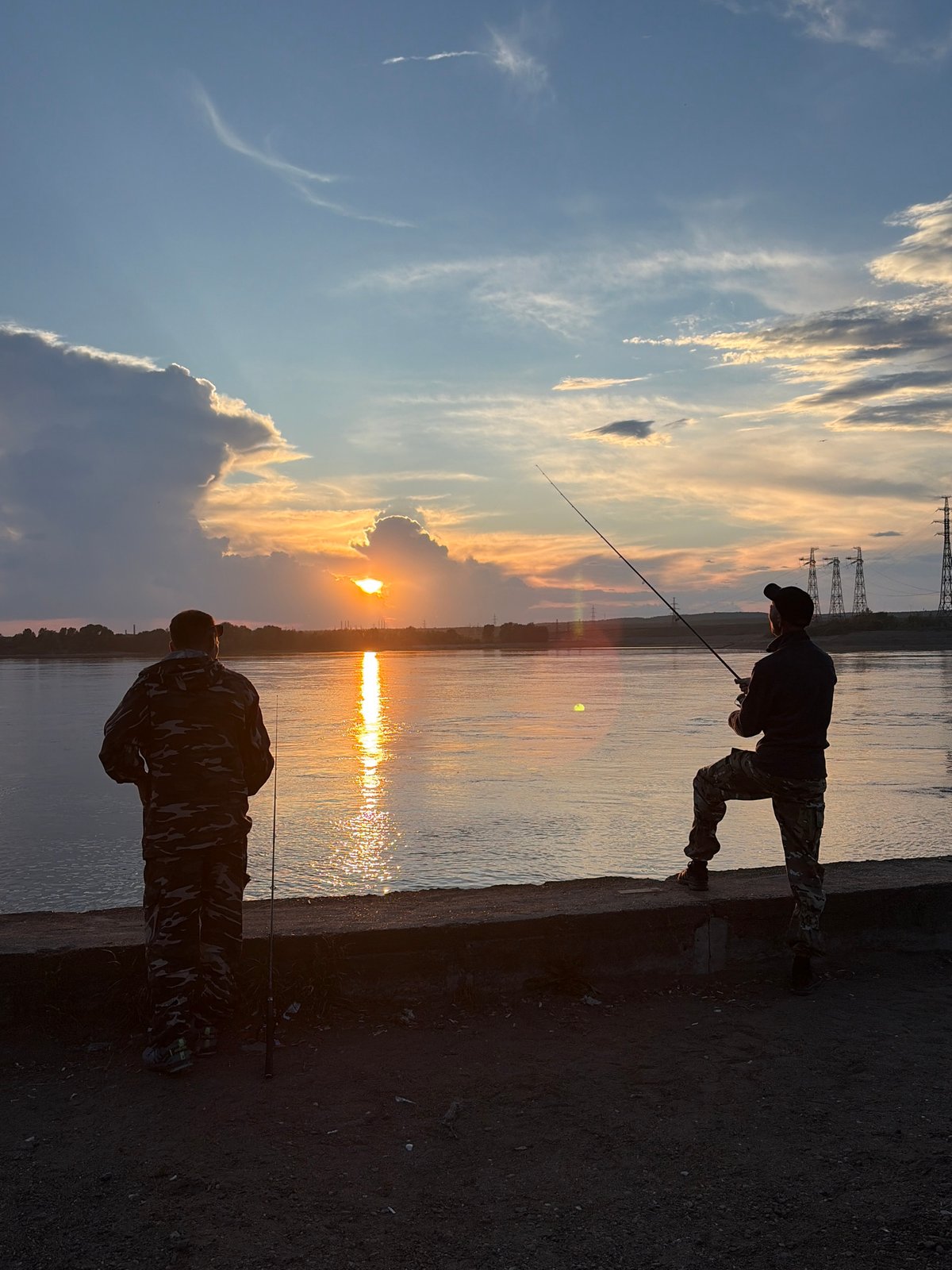 Sunset fishing on Kama River in Chaikovsky