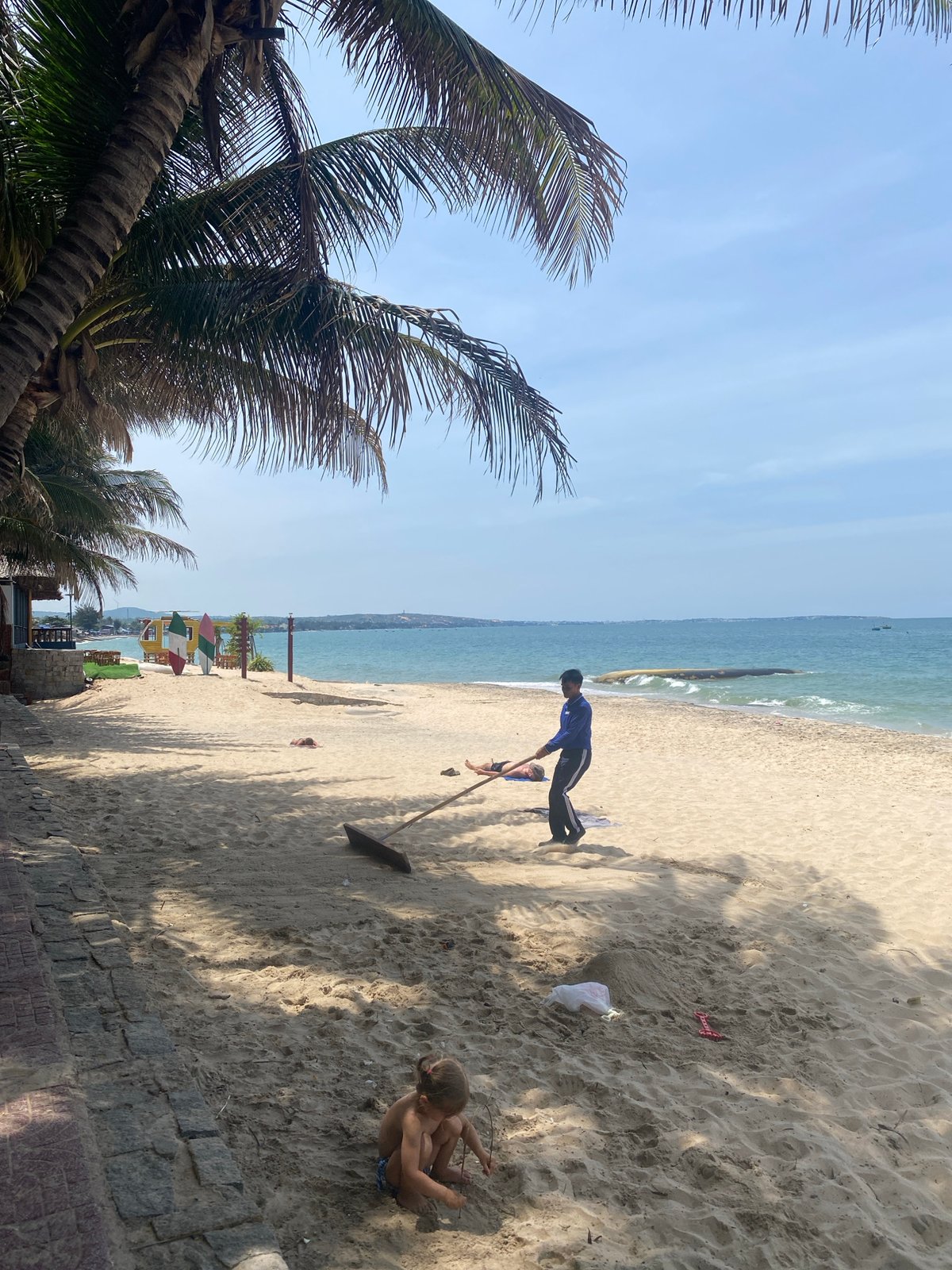 Relaxed beach day at a Vietnamese coastal resort