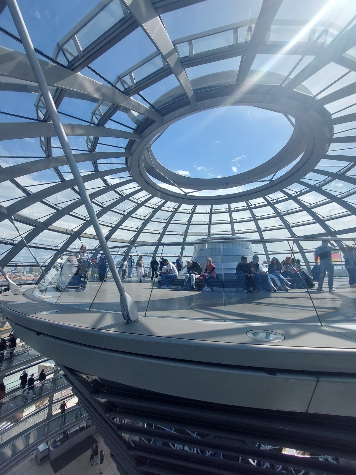 Tourist explores Reichstag dome and Berlin government district