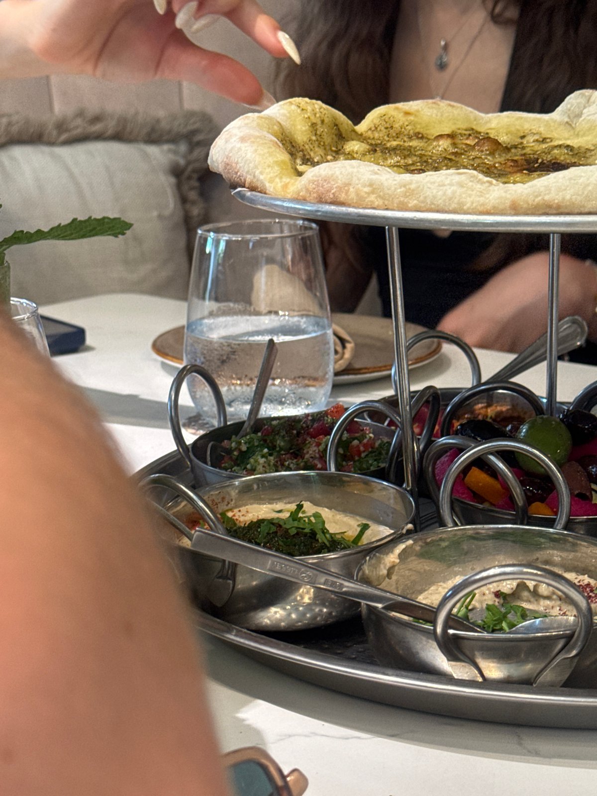 Mediterranean mezze spread at an Aventura restaurant