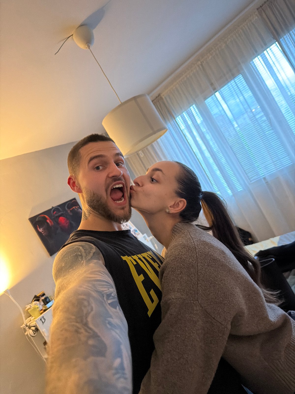 Couple shares playful moment in Sofia home